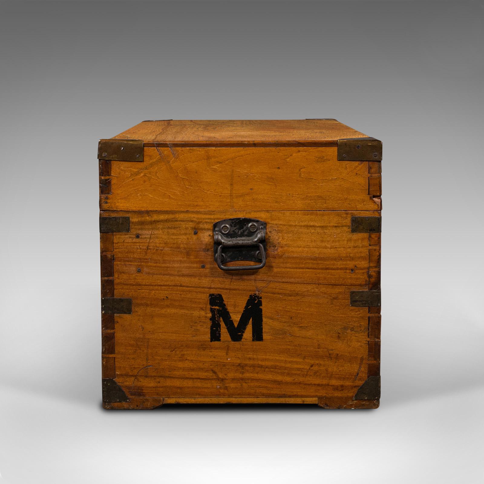 British Vintage Campaign Chest, English, Camphorwood, Military Travel Trunk, Circa 1930 For Sale