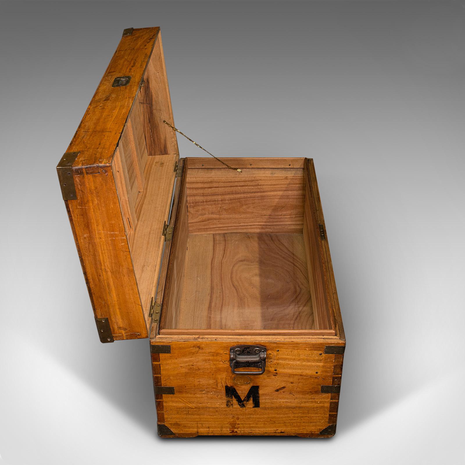 Vintage Campaign Chest, English, Camphorwood, Military Travel Trunk, Circa 1930 For Sale 1