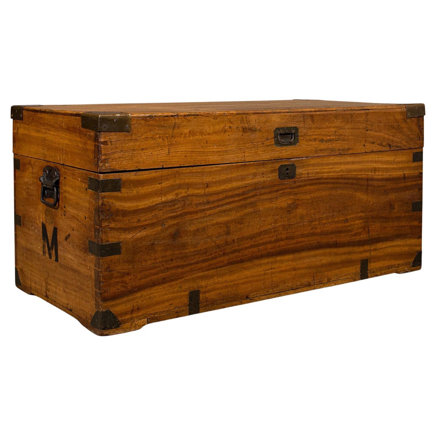 Vintage Campaign Chest, English, Camphorwood, Military Travel Trunk, Circa 1930 For Sale