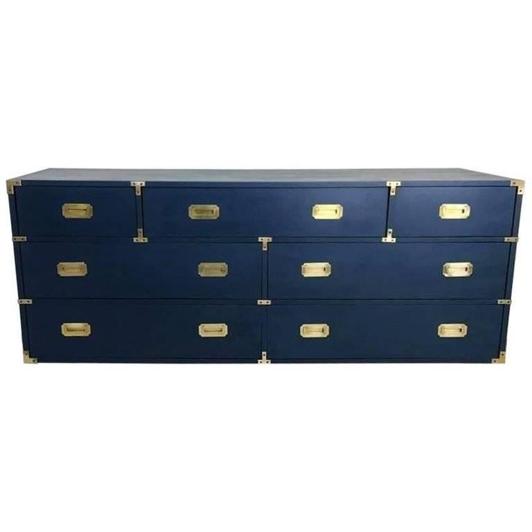 Vintage Campaign Dresser Newly Lacquered in Navy Blue
