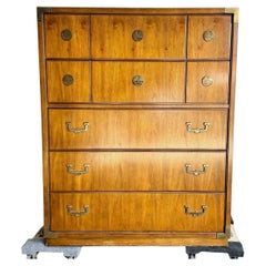 Vintage Campaign Highboy Dresser by Thomasville