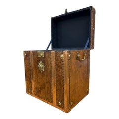 Vintage Campaign Luggage Trunk Leather Side Table