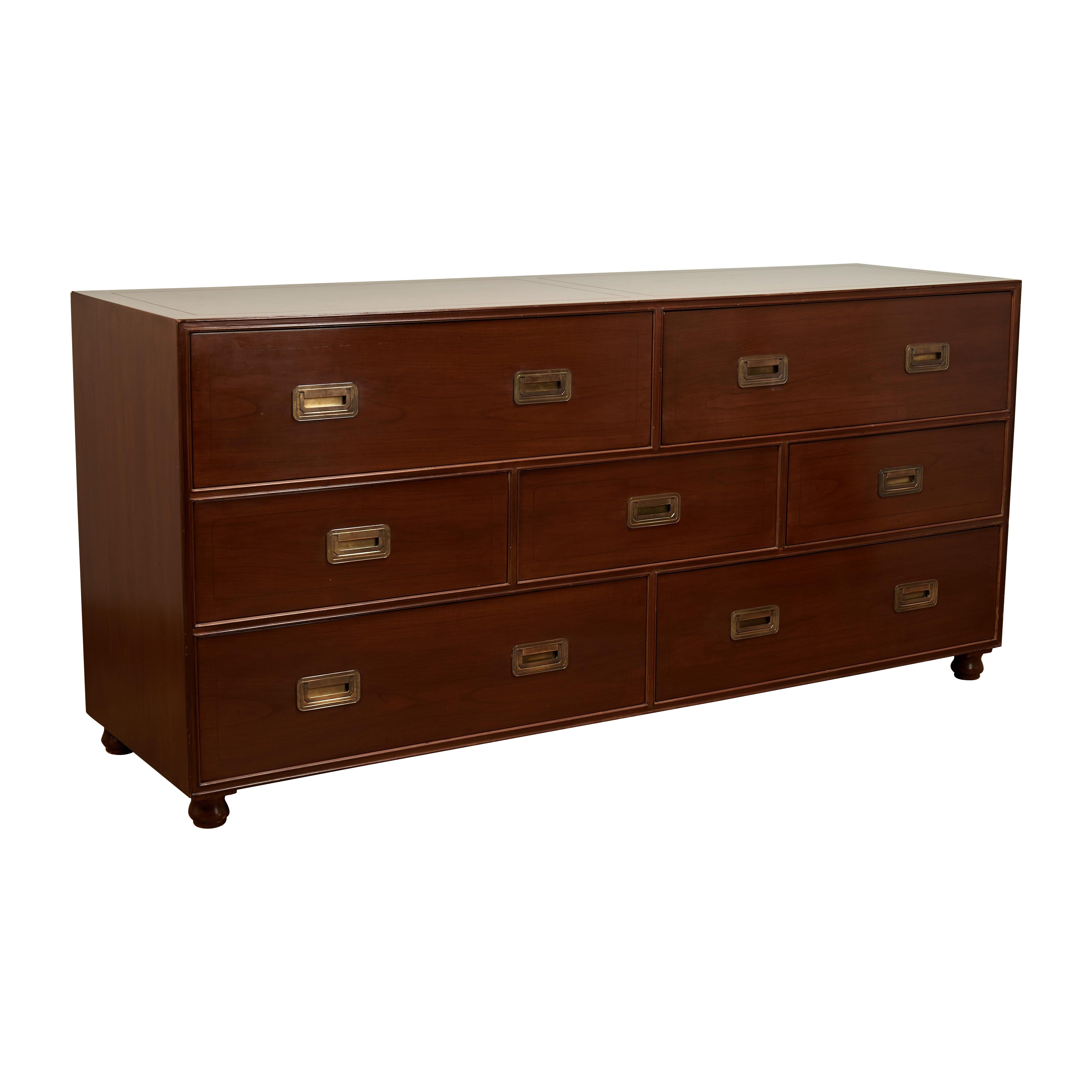 Vintage Campaign Style Chest of Drawers by Baker