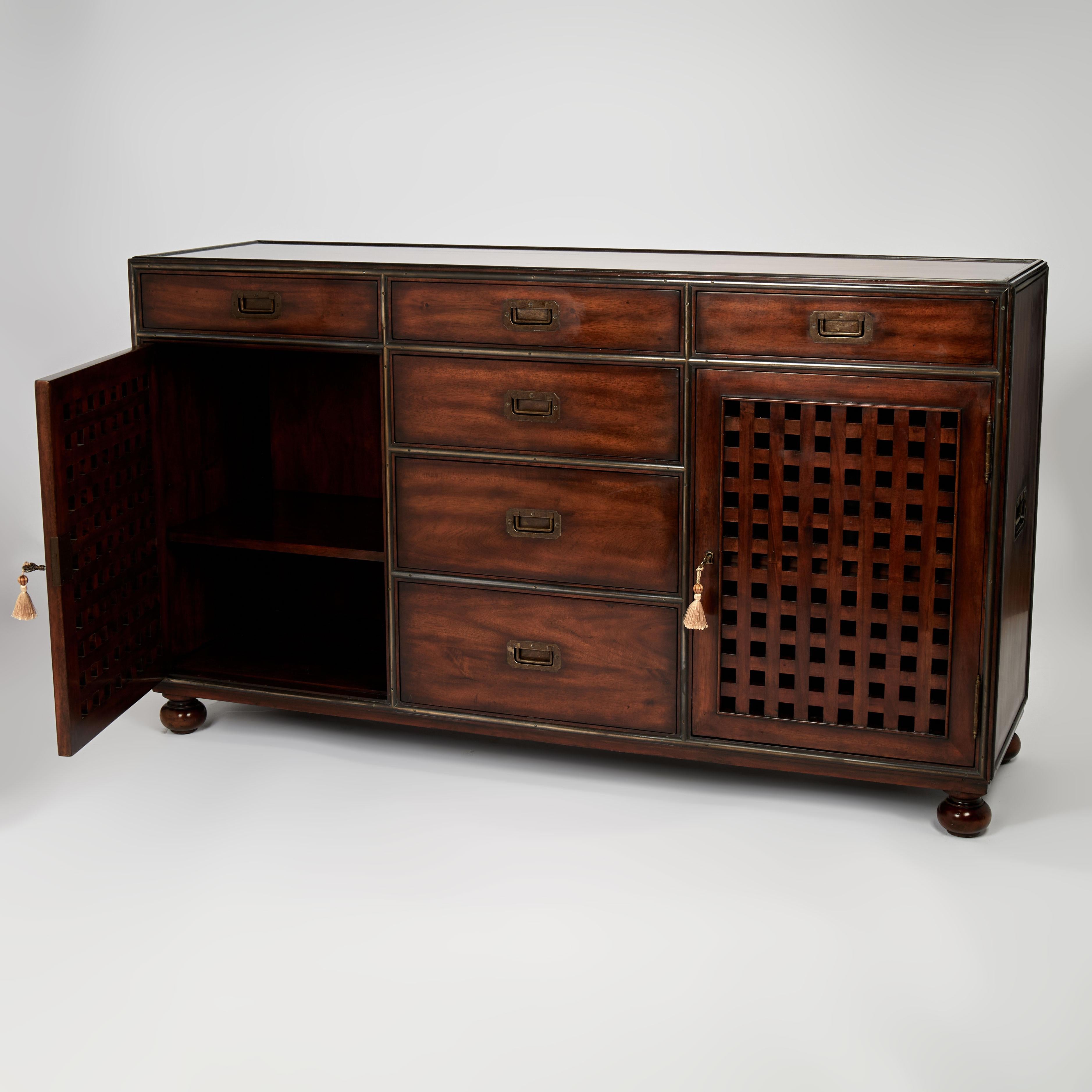 Vintage Campaign Style Chest or Credenza by Theodore Alexander For Sale 5