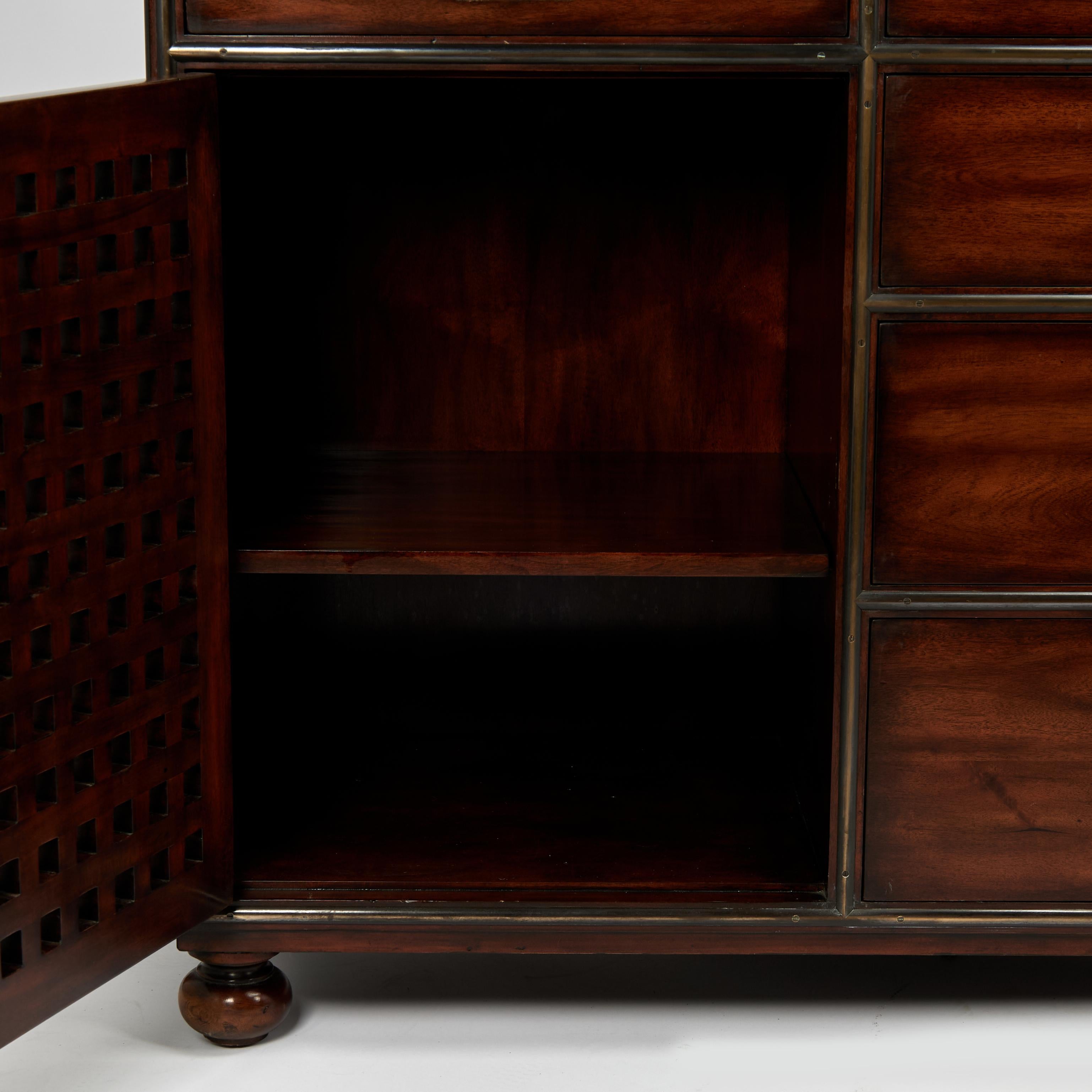 Vintage Campaign Style Chest or Credenza by Theodore Alexander For Sale 7