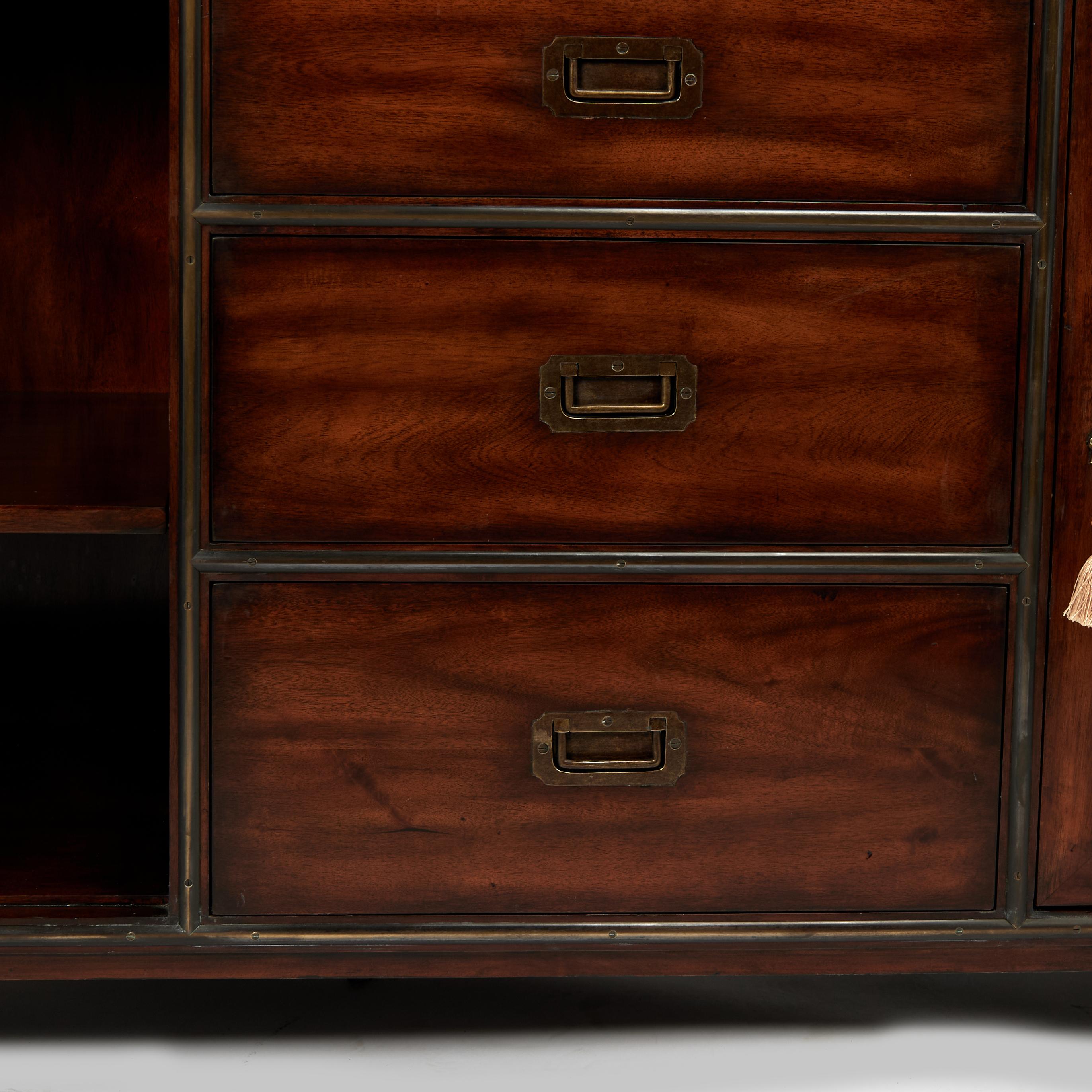 Vintage Campaign Style Chest or Credenza by Theodore Alexander For Sale 8