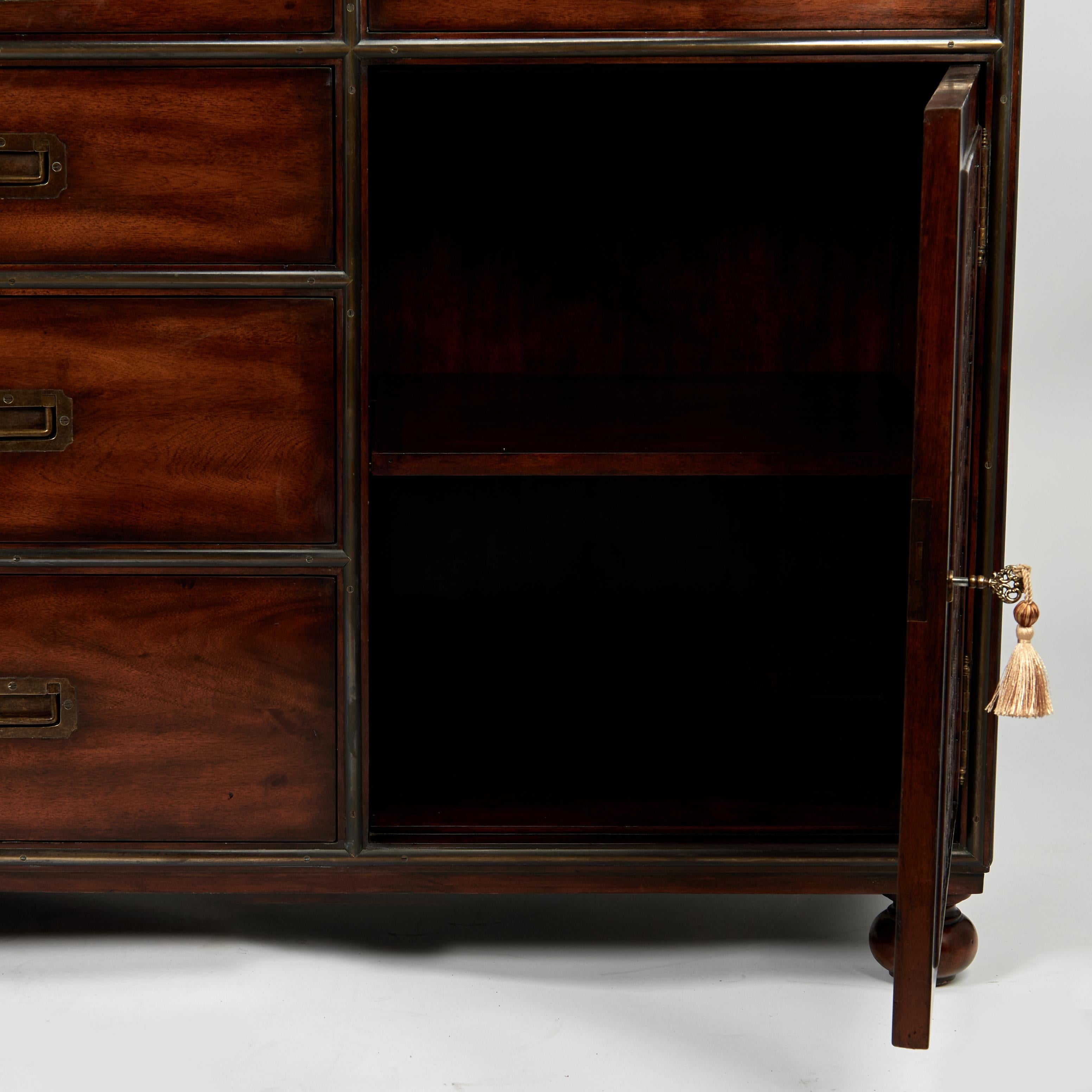 Vintage Campaign Style Chest or Credenza by Theodore Alexander For Sale 10