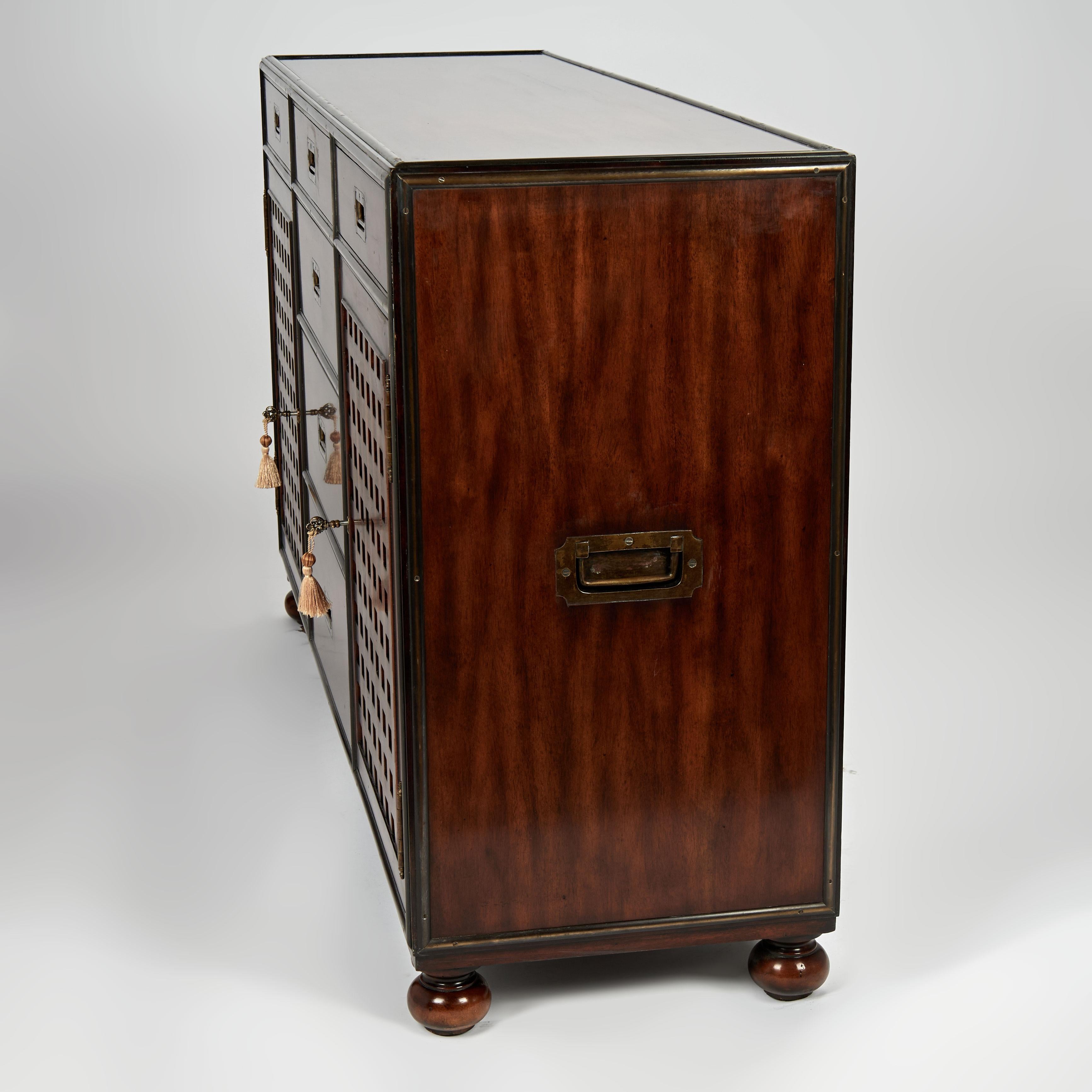 Vintage Campaign Style Chest or Credenza by Theodore Alexander For Sale 12