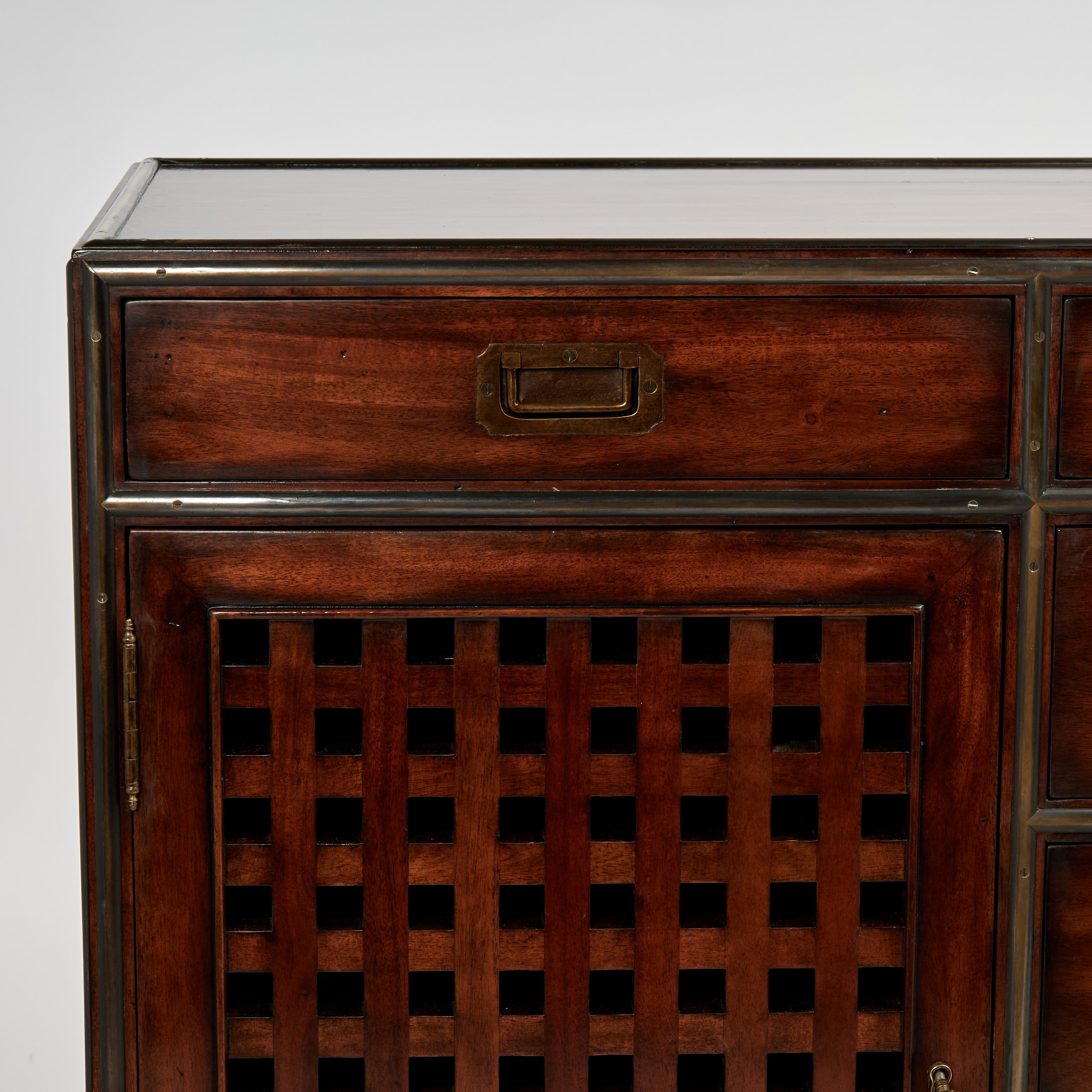 American Vintage Campaign Style Chest or Credenza by Theodore Alexander For Sale