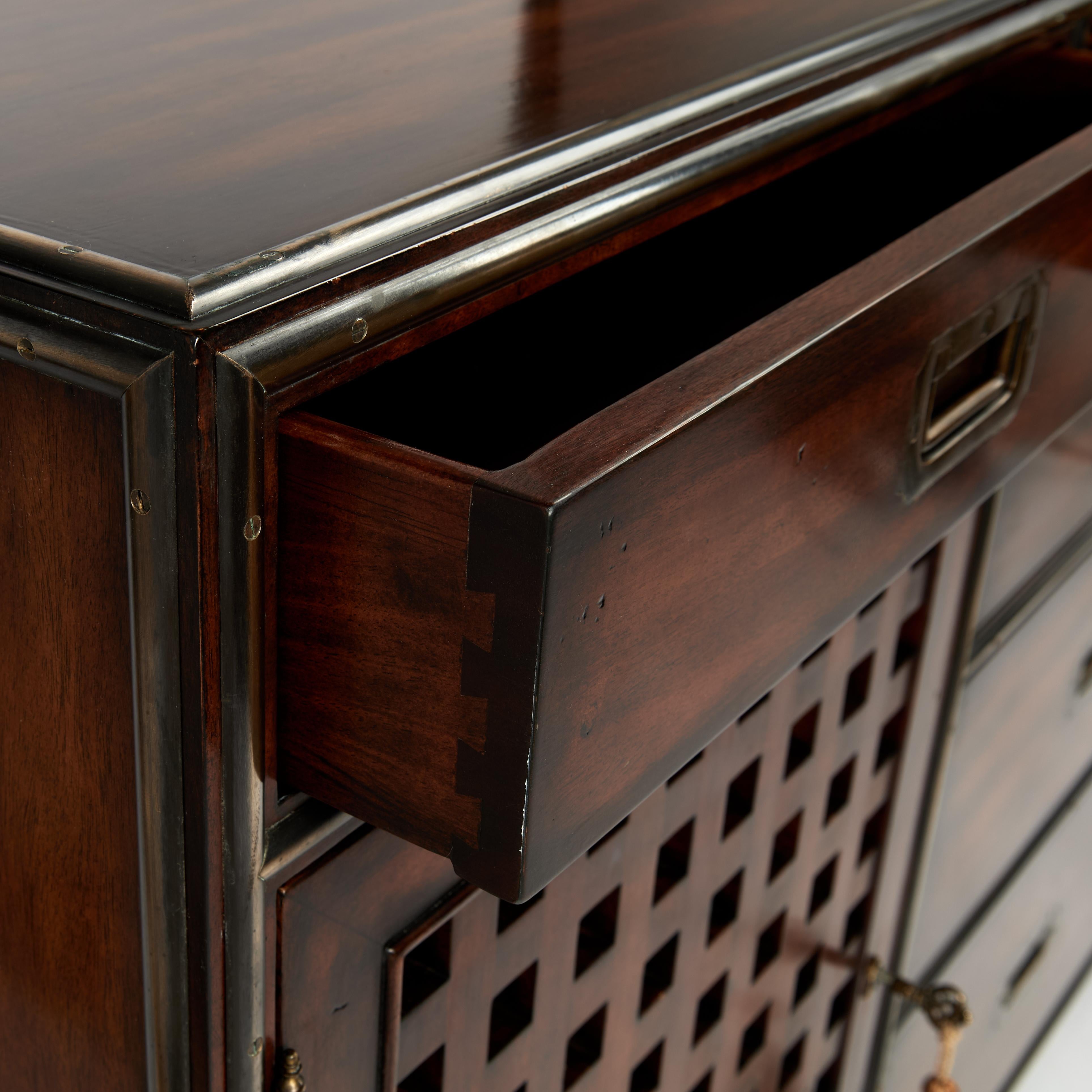 20th Century Vintage Campaign Style Chest or Credenza by Theodore Alexander For Sale