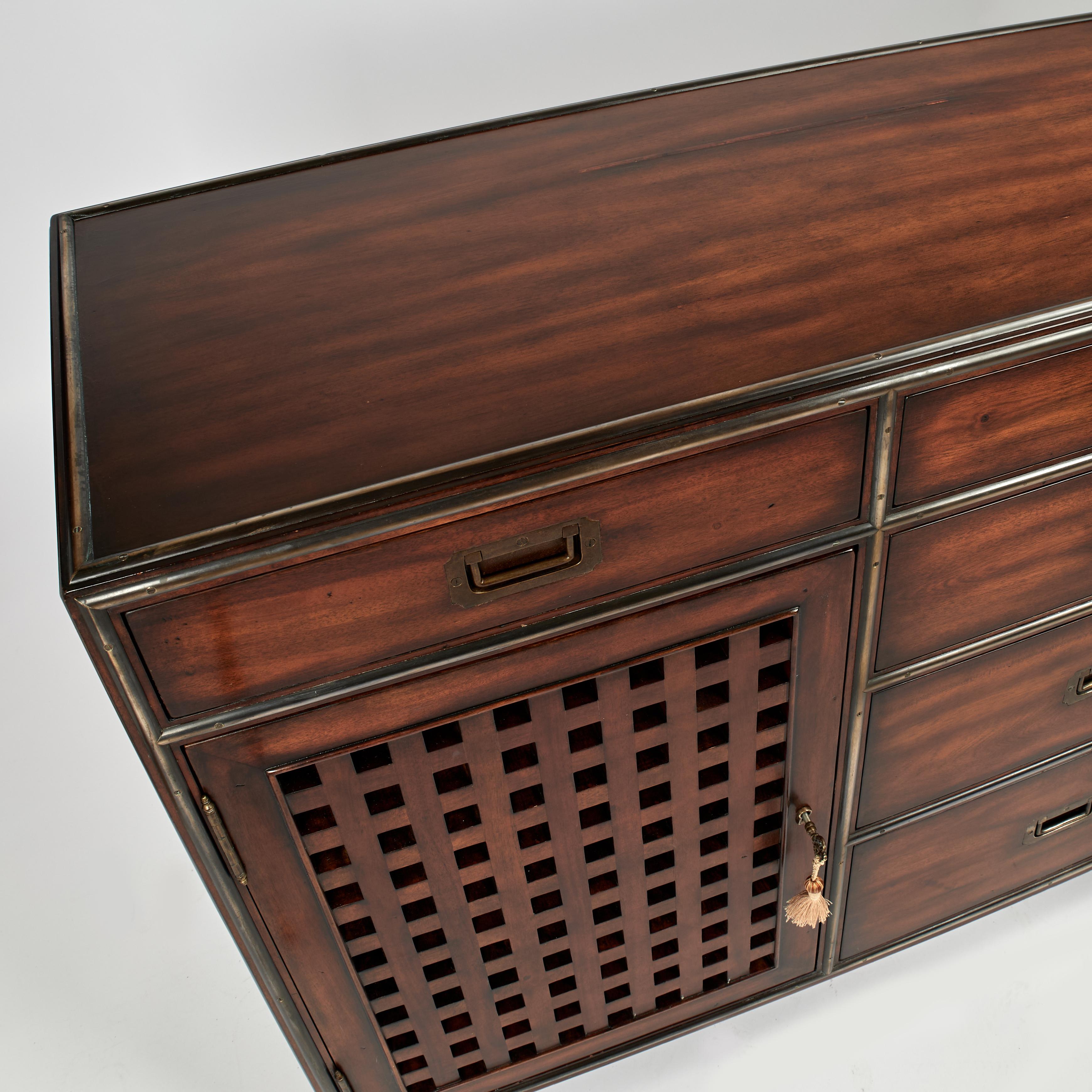 Vintage Campaign Style Chest or Credenza by Theodore Alexander For Sale 1