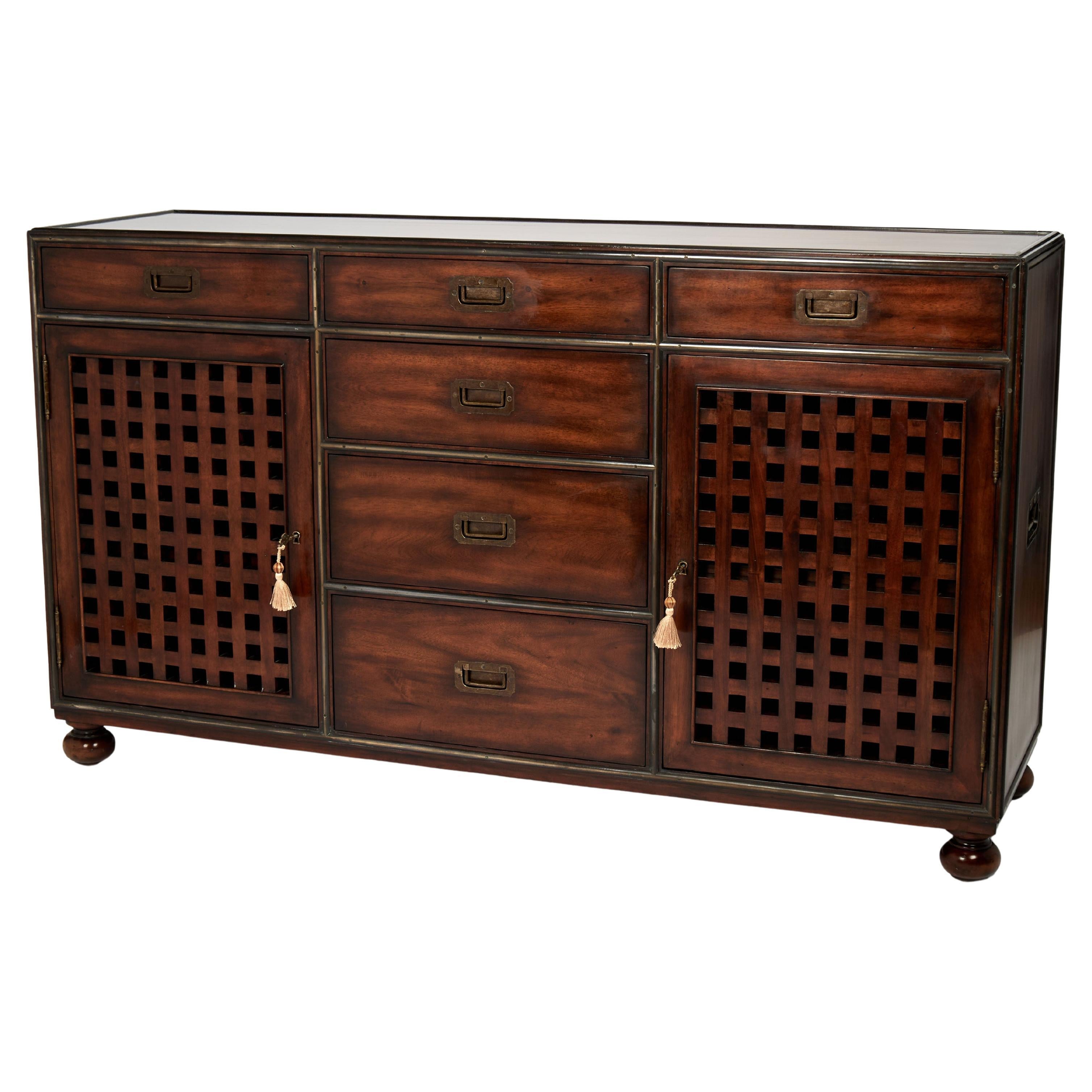 Vintage Campaign Style Chest or Credenza by Theodore Alexander For Sale