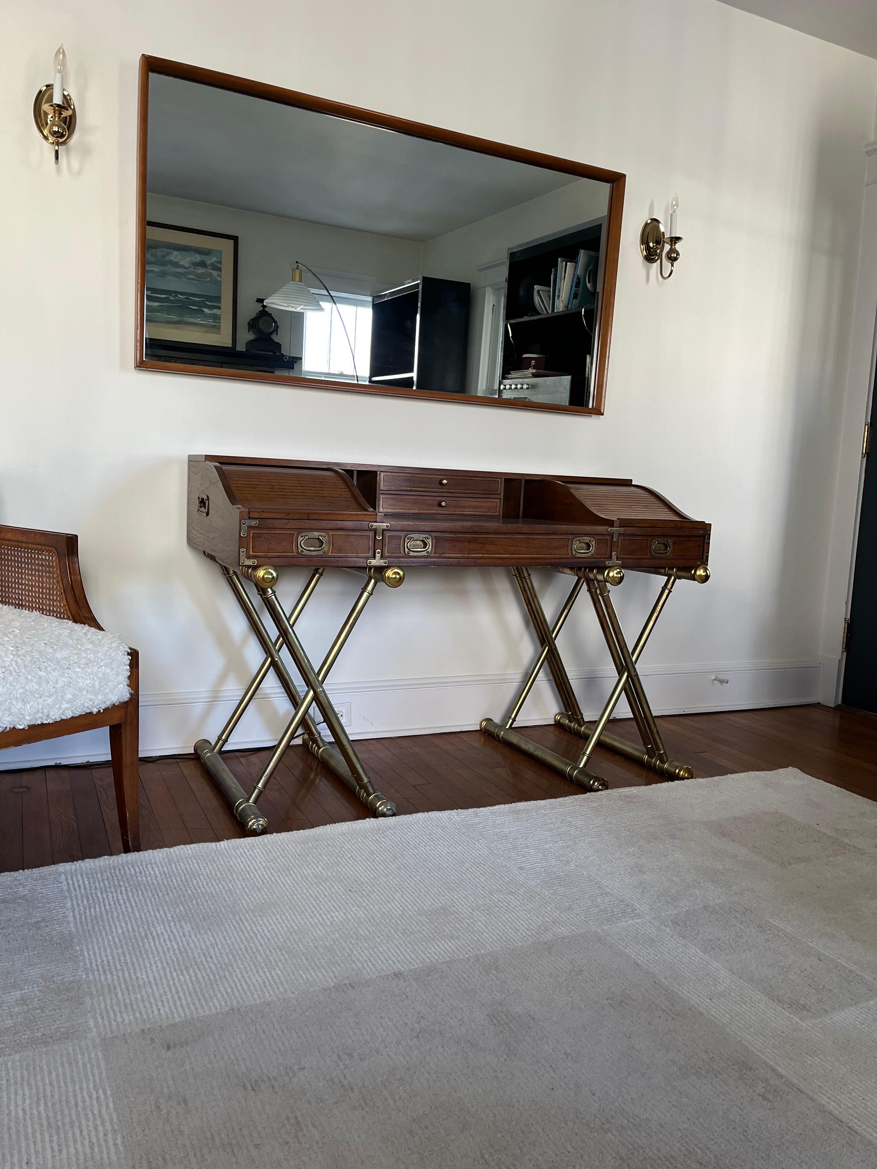 Late 20th Century Vintage Campaign Style Desk by Drexel For Sale