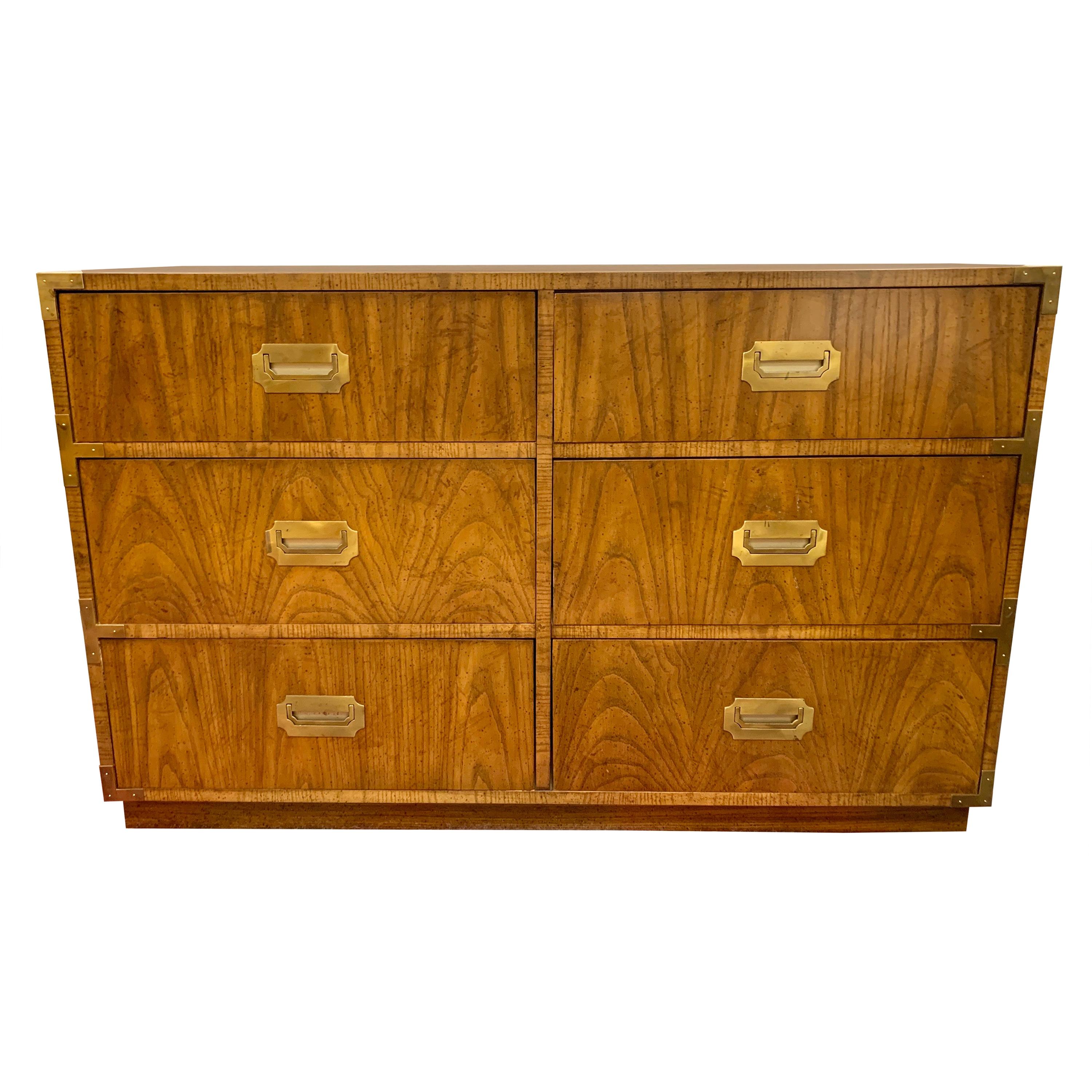 Vintage Campaign Style Dresser Chest of Drawers by Dixie