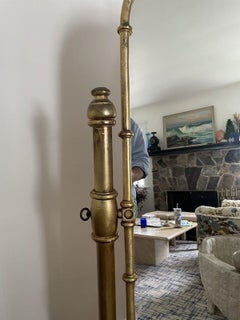 Vintage Campaign-Style Florentine Painted Cheval Faux Bamboo Floor Mirror