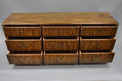 Vintage Campaign Style Long Dresser Credenza Hollywood Regency Accolade Drexel