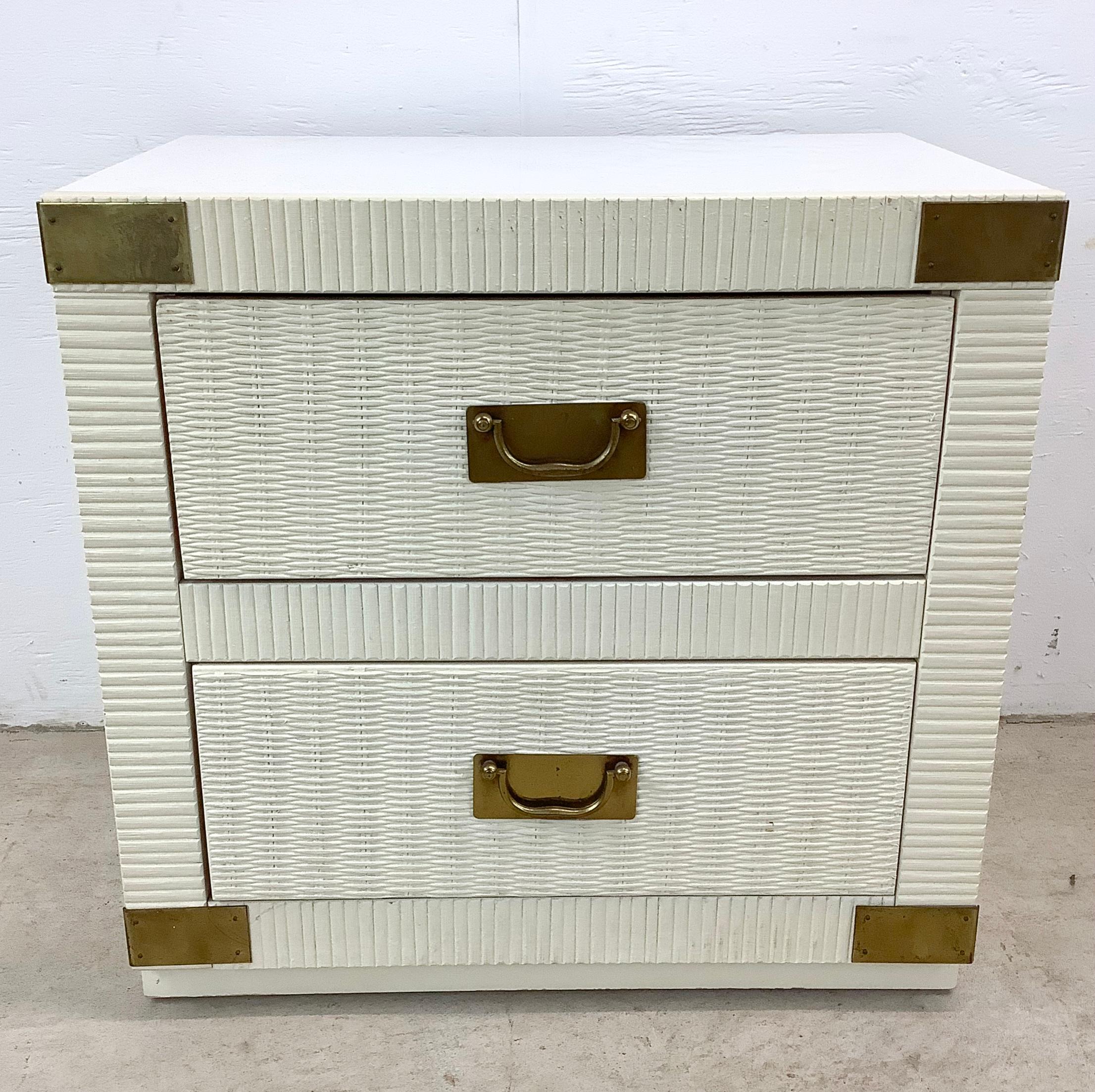 Hollywood Regency Vintage Campaign Style Nightstand For Sale