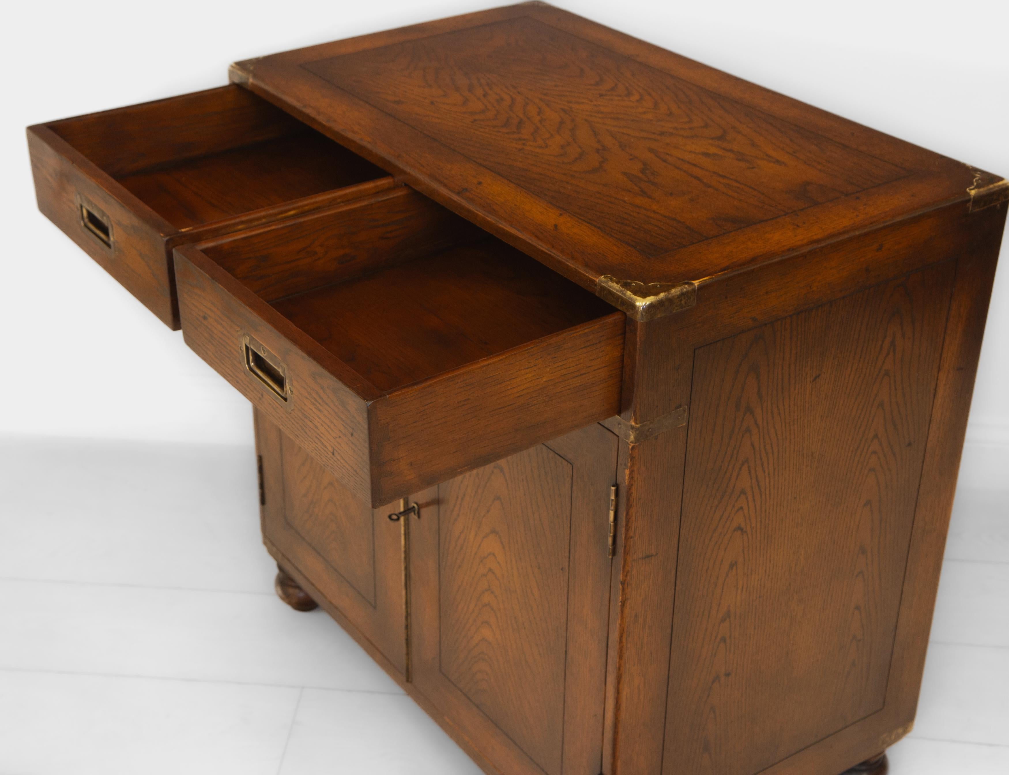 Vintage Campaign Style Oak & Brass Bound Cabinet 7