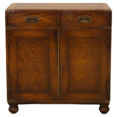 Vintage Campaign Style Oak & Brass Bound Cabinet