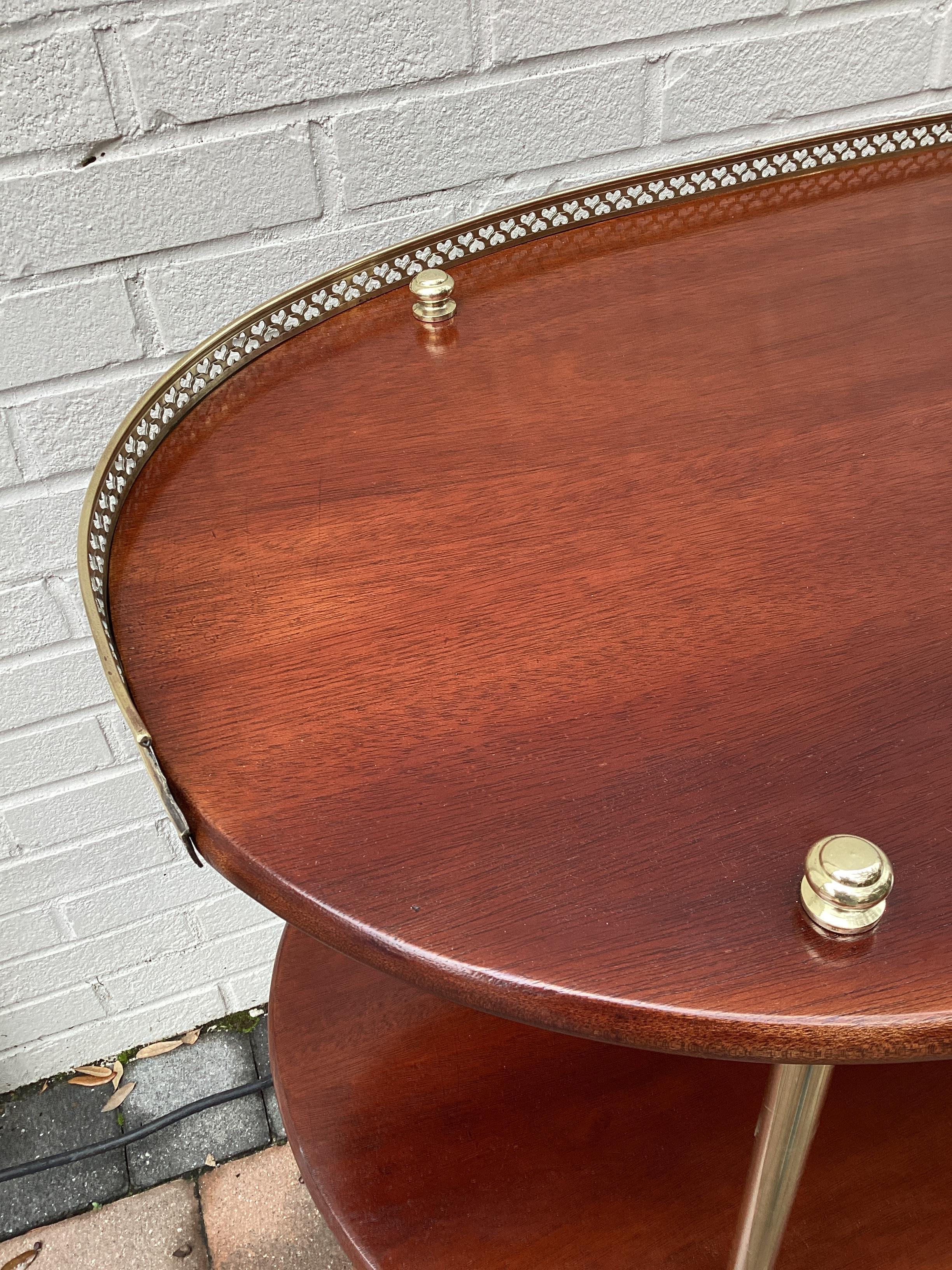 Vintage Campaign Style Oval Mahogany Side Table  For Sale 6