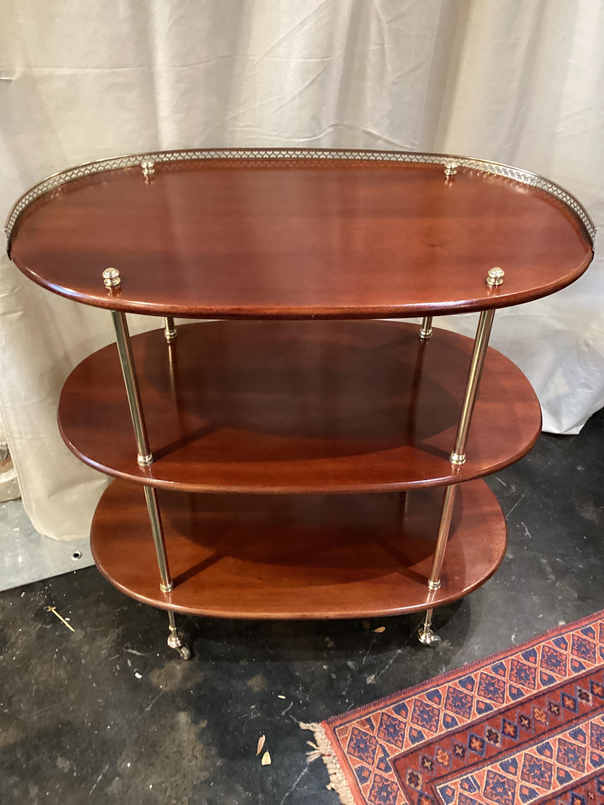 Vintage Campaign Style Oval Mahogany Side Table  In Good Condition For Sale In Chapel Hill, NC