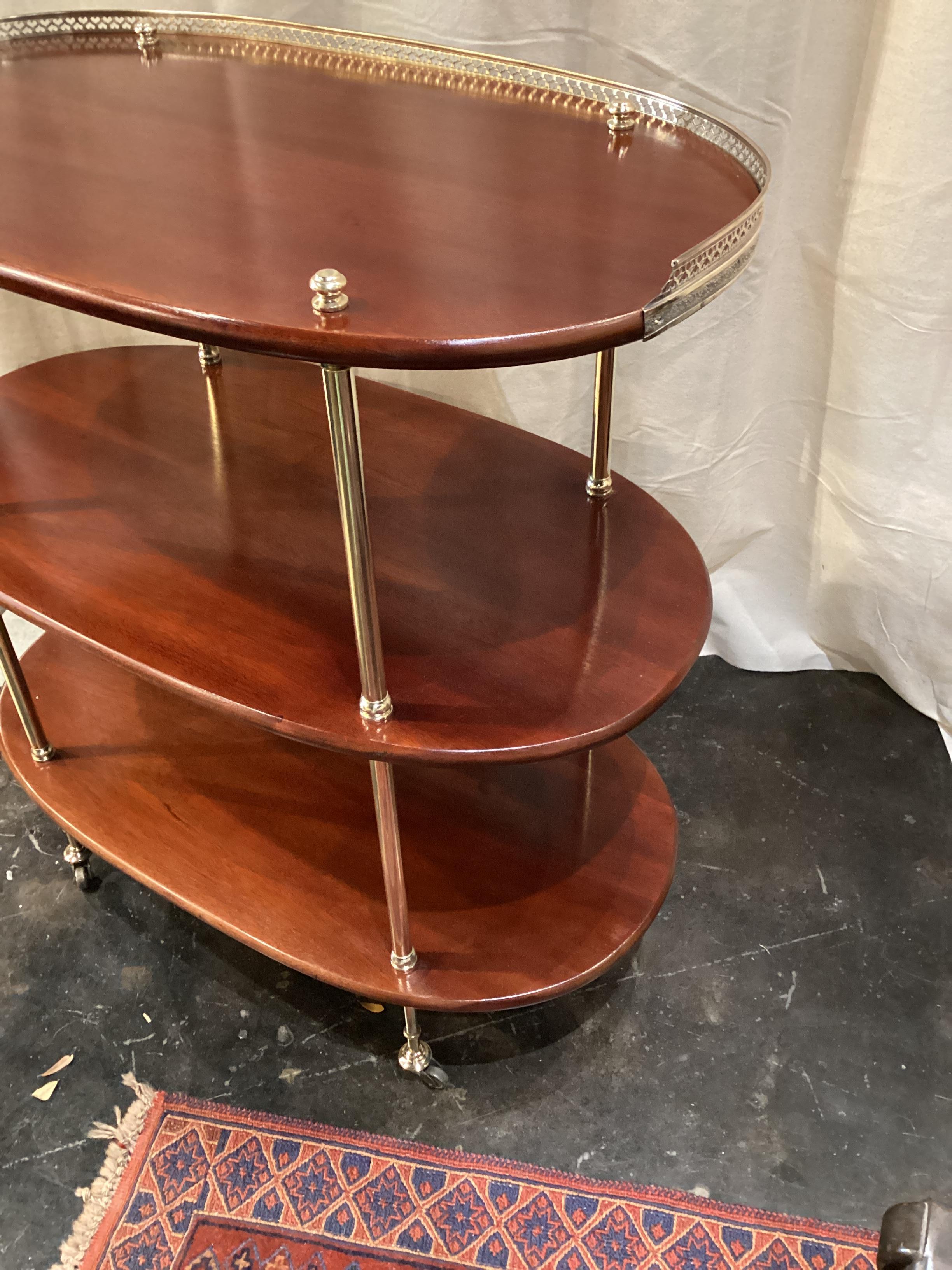 Vintage Campaign Style Oval Mahogany Side Table  For Sale 1