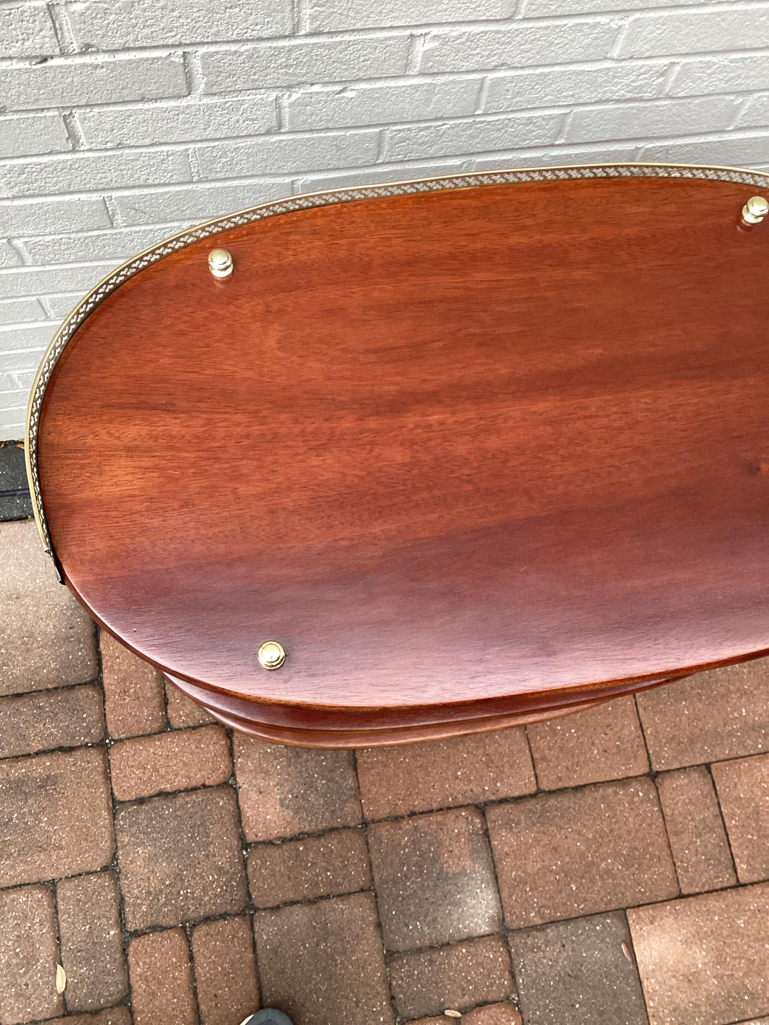 Vintage Campaign Style Oval Mahogany Side Table  For Sale 2