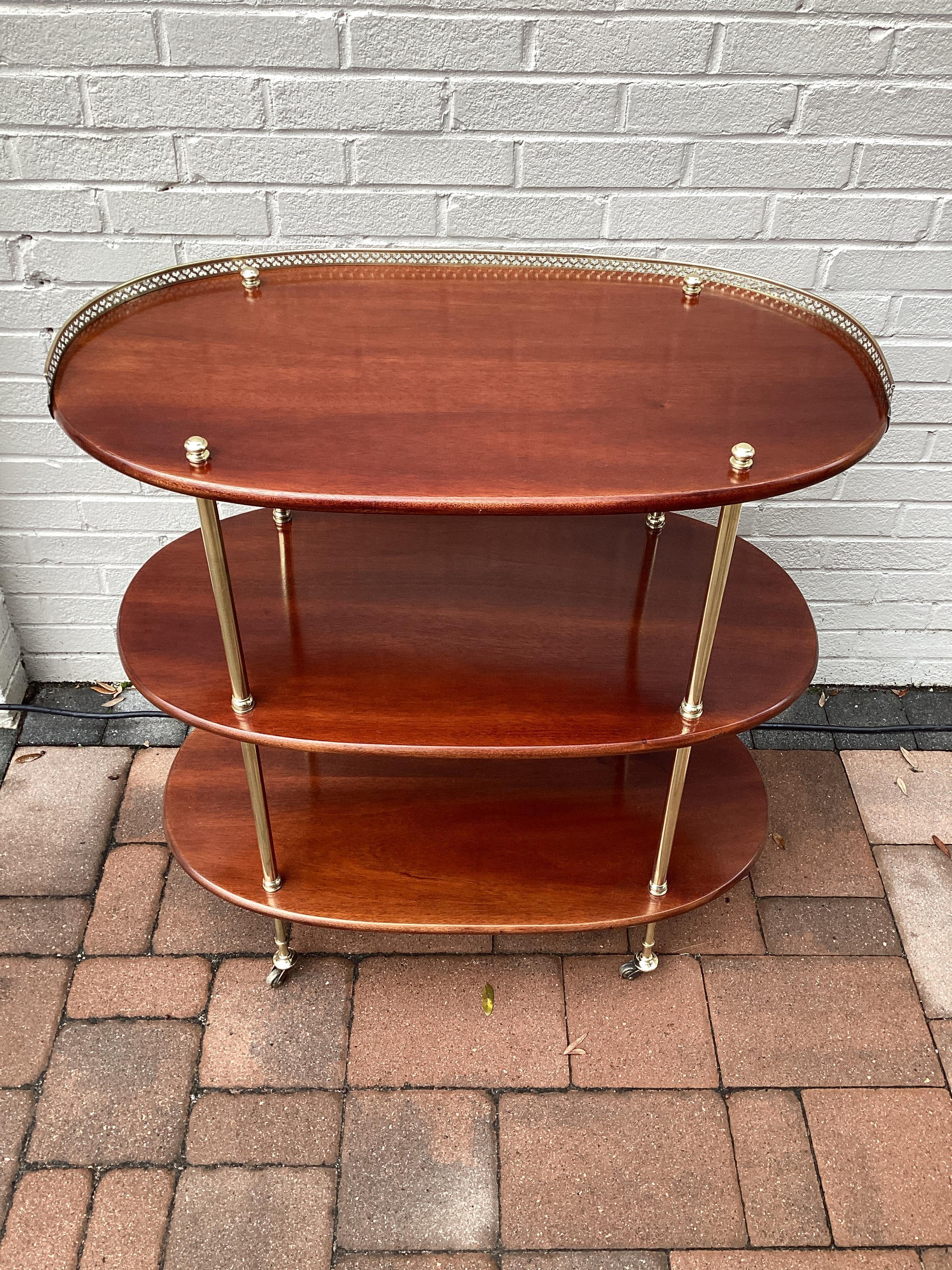 Vintage Campaign Style Oval Mahogany Side Table  For Sale 3