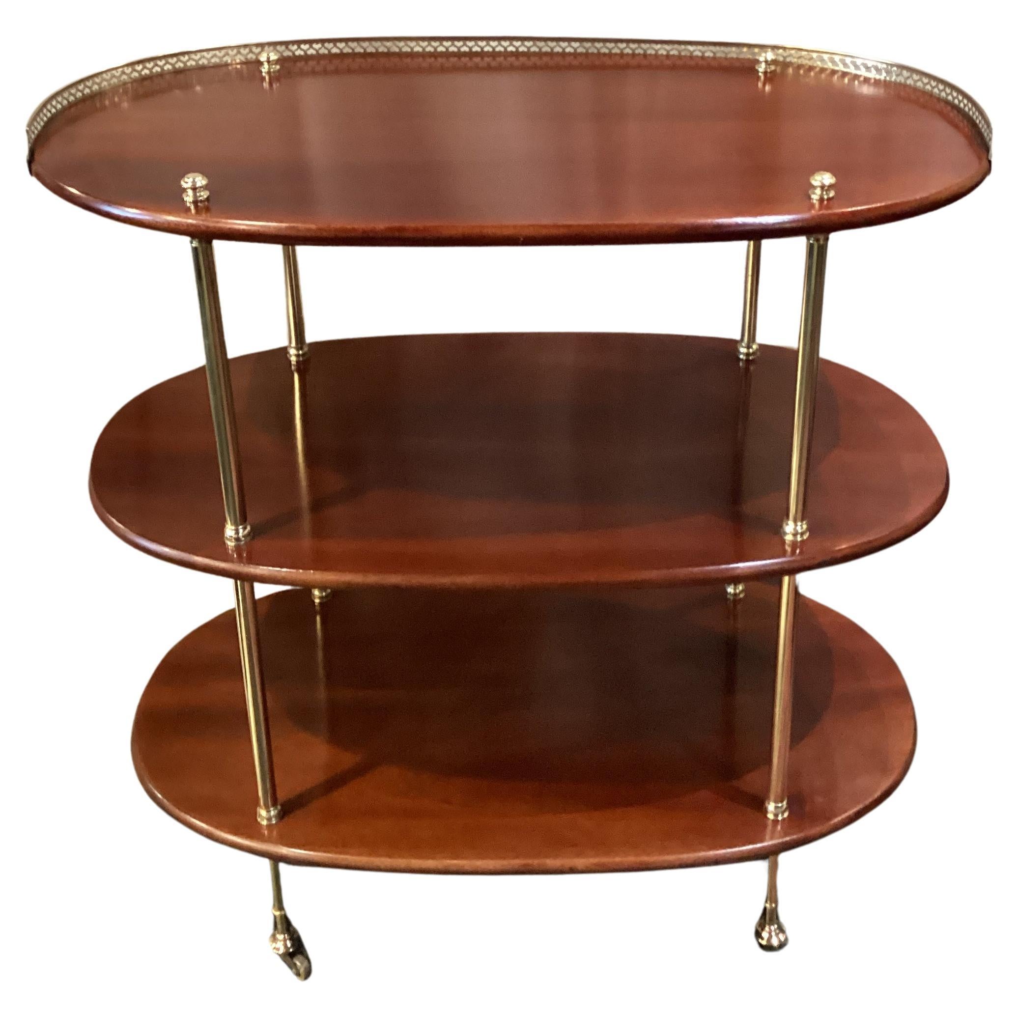 Vintage Campaign Style Oval Mahogany Side Table  For Sale