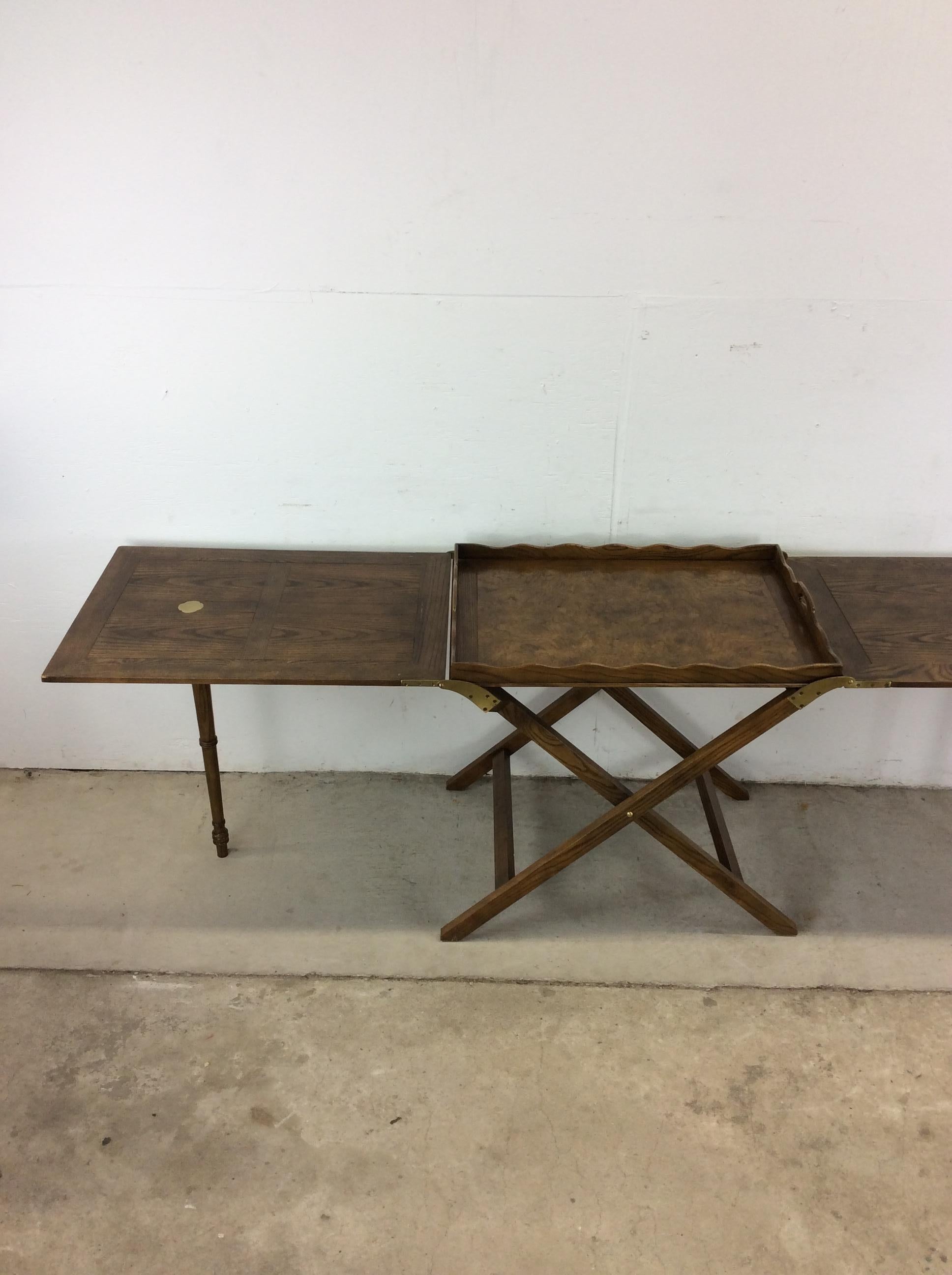 Vintage Campaigner Style Serviertablett mit zwei Folding Leafs im Angebot 6