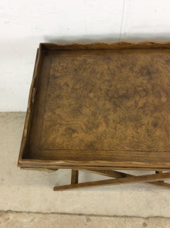 Vintage Campaign Style Serving Tray with Two Folding Leafs