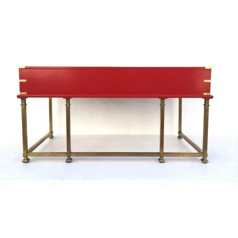 Mid-20th Century Vintage Campaign Style Writing Table/Desk Lacquered in Red