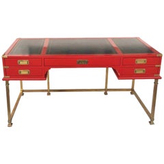 Mesa/Escritorio Vintage Estilo Campaña Lacado en Rojo
