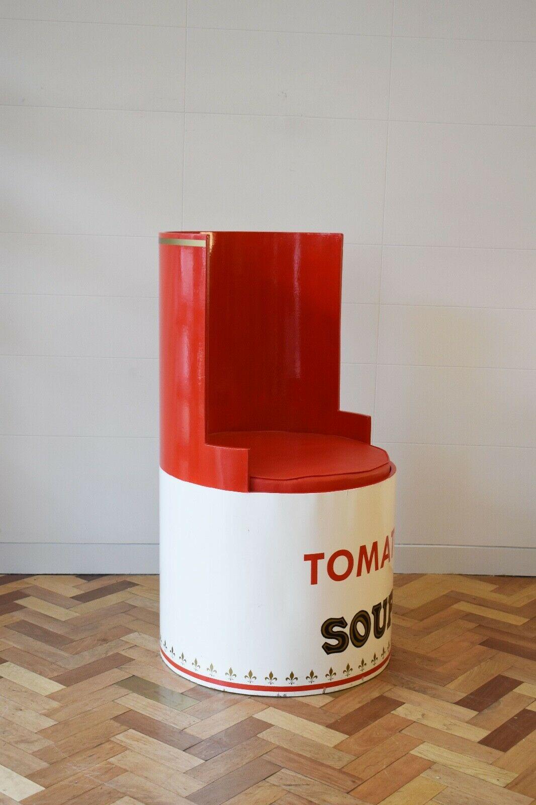 Rare vintage Campbell soup chair, attributed to Andy Warhol's iconic Pop Art design which appropriated familar images from mass consumer culture. 

An interesting and rare decorative piece that pays homage to one of the leading artist figures