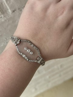 Vintage Camphor Glass & Diamond Platinum Bracelet