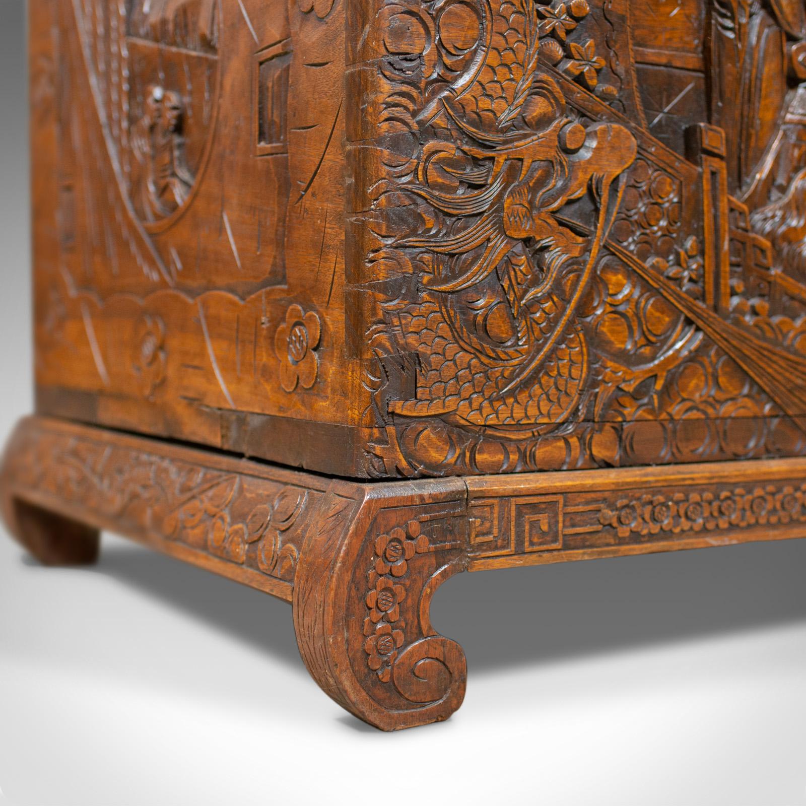 Vintage Camphor Wood Chest, Oriental, Carved, Trunk, circa 1930 3