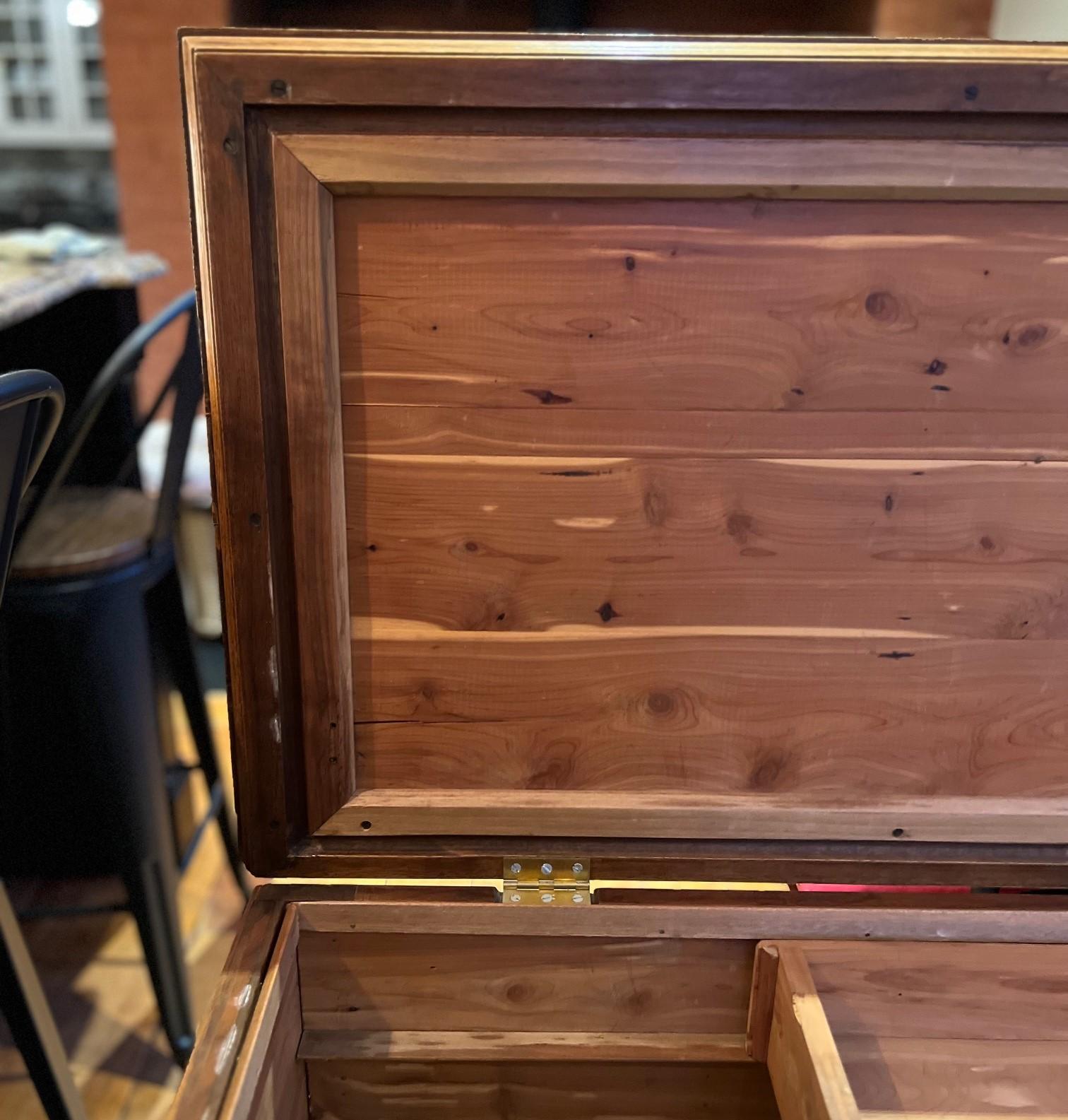 Carved Vintage Camphor Wood Coffer/Chest With Interior Lift Out Storage Tray For Sale