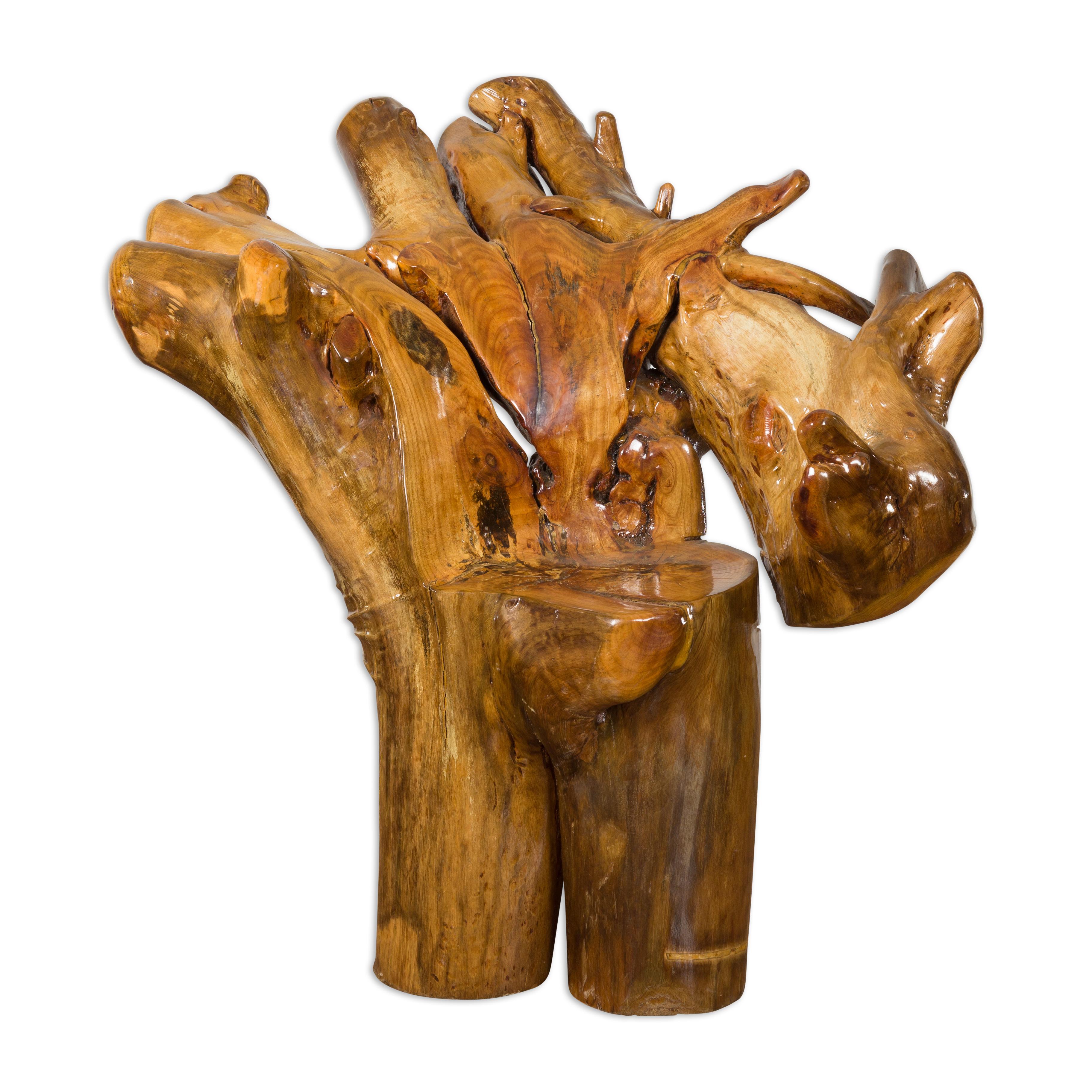 Chaise vintage en bois de camphrier Roots avec vernis naturel en vente 7