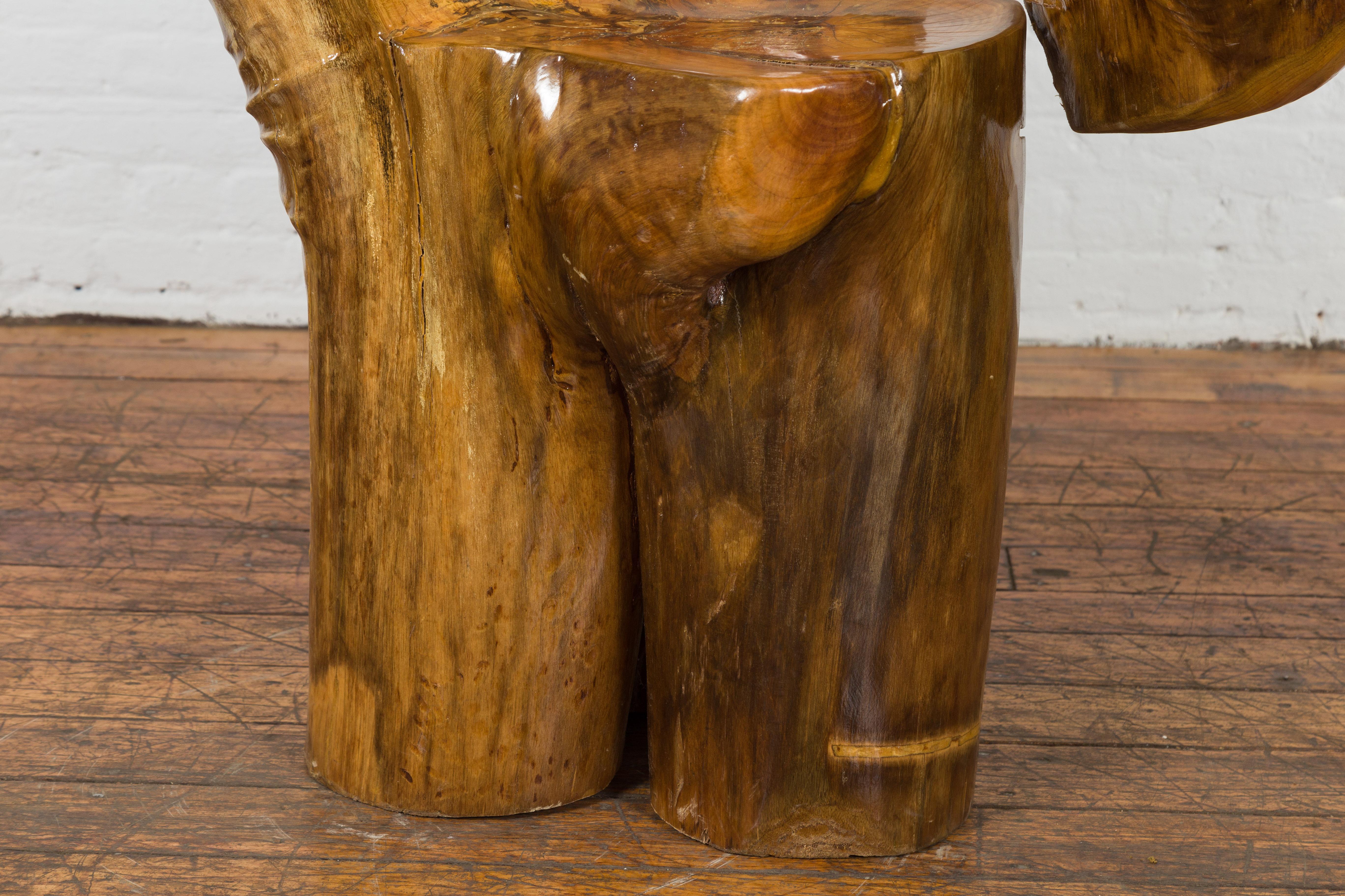 20ième siècle Chaise vintage en bois de camphrier Roots avec vernis naturel en vente