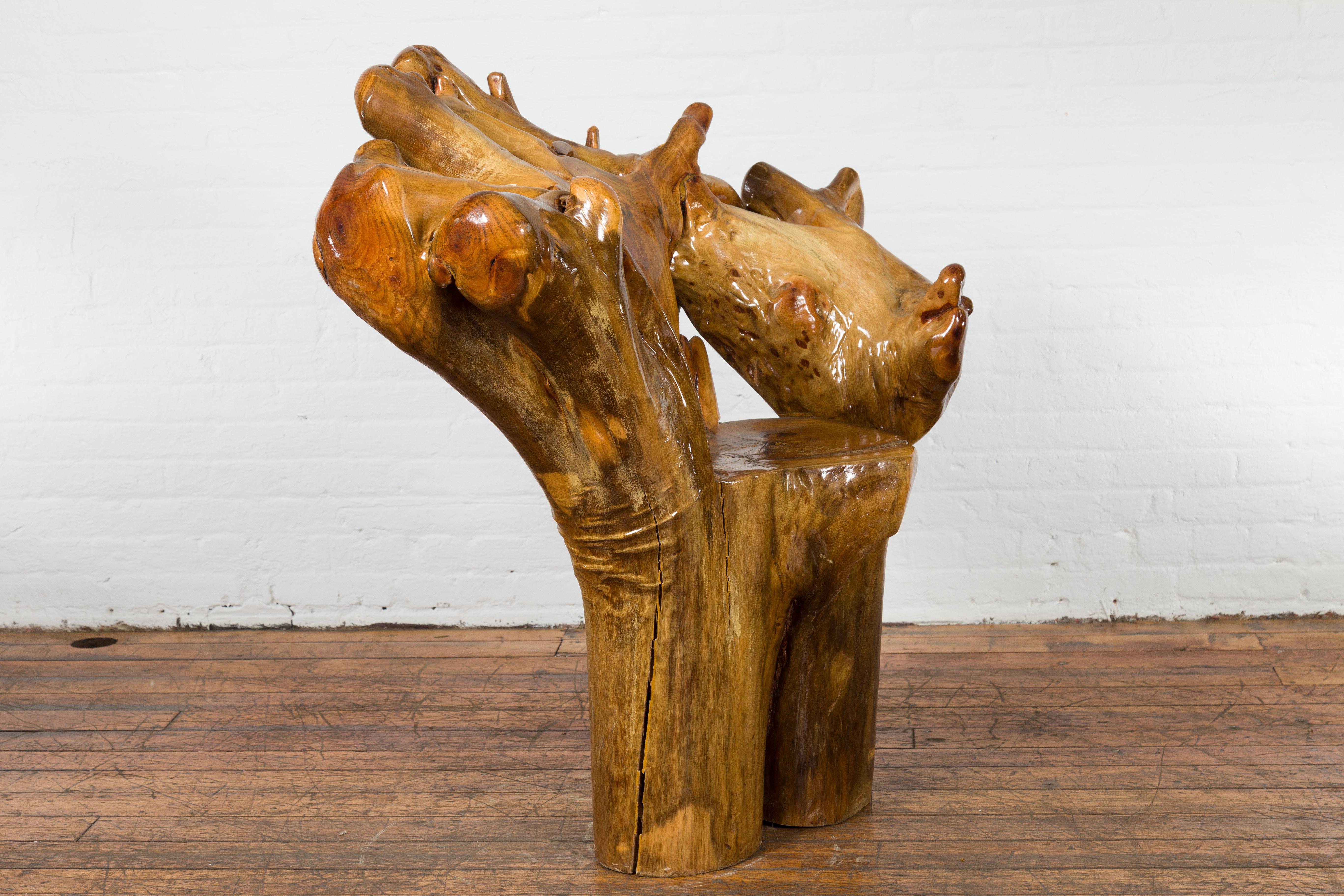 Vintage Camphor Wood Root Chair with Natural Varnish Lacquer 1