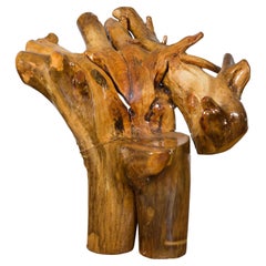 Chaise vintage en bois de camphrier Roots avec vernis naturel