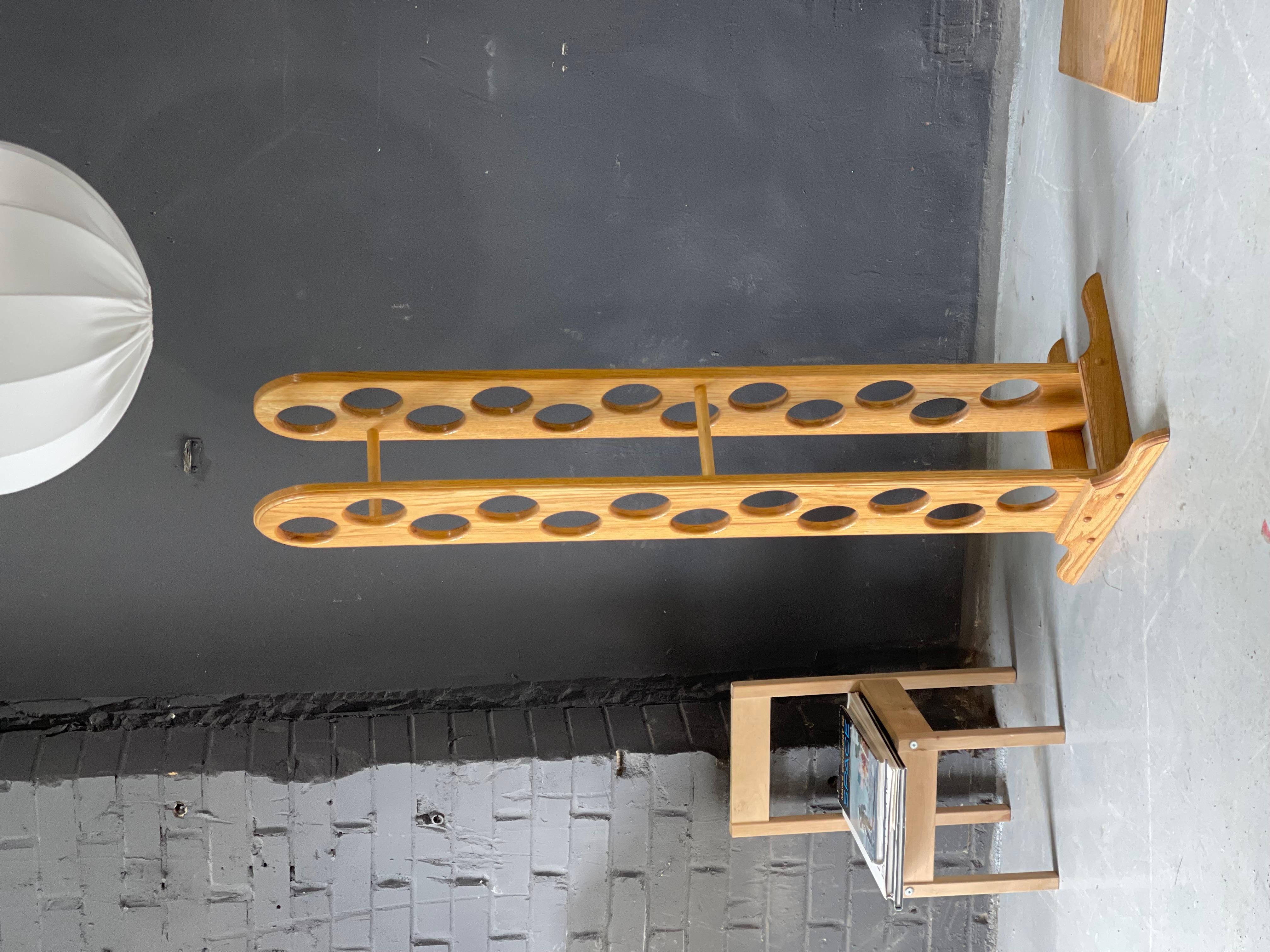 Vintage Canadiana Rustic Oak Wine Holder For Sale 6