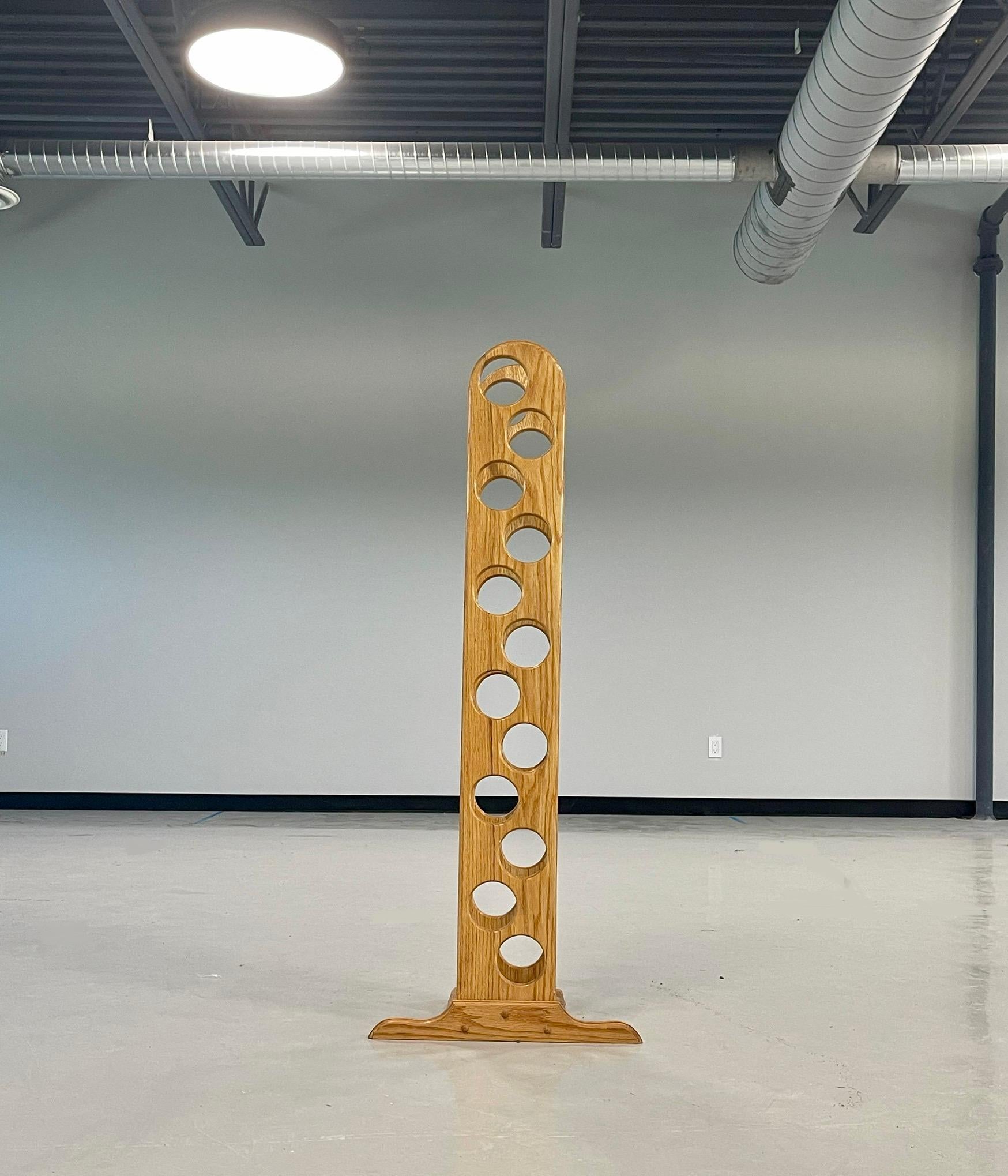 Vintage Canadiana Rustic Oak Wine Holder In Good Condition For Sale In Toronto, CA