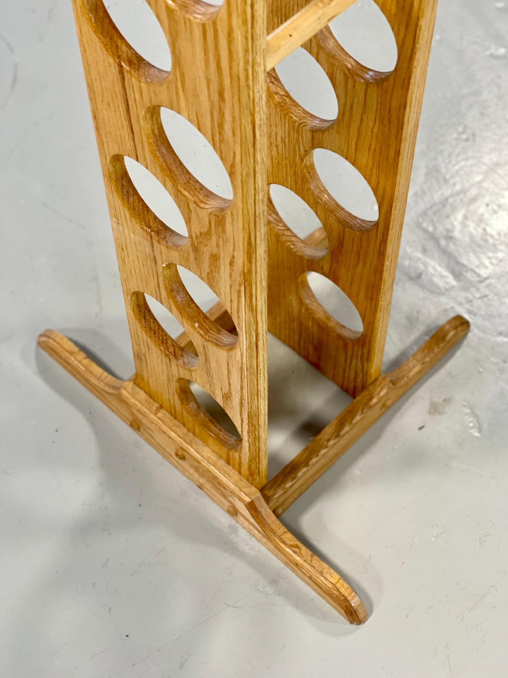 Vintage Canadiana Rustic Oak Wine Holder For Sale 1