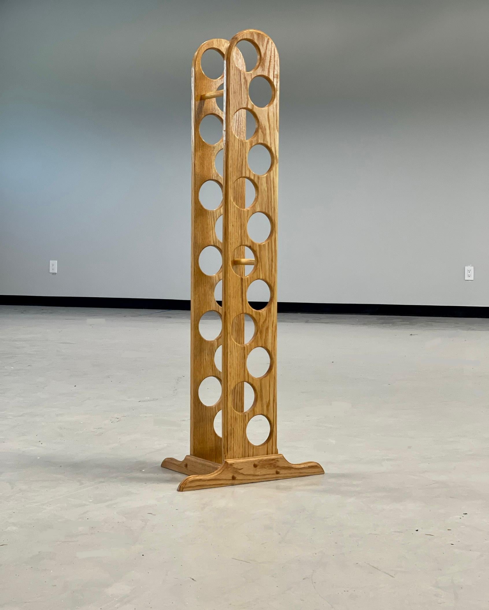 Vintage Canadiana Rustic Oak Wine Holder For Sale 2