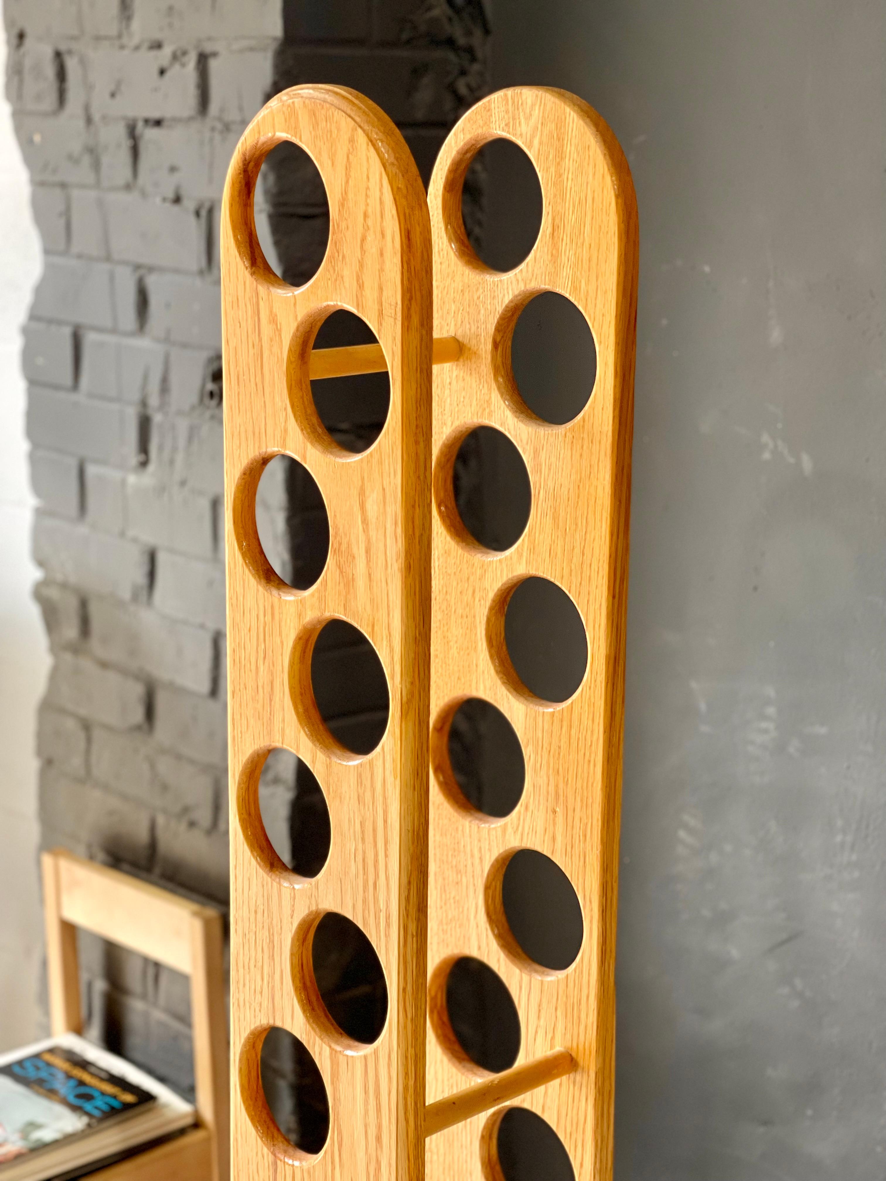 Vintage Canadiana Rustic Oak Wine Holder For Sale 5