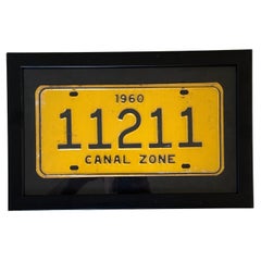 Vintage "Canal Zone" Panama 1960 Framed License Plate