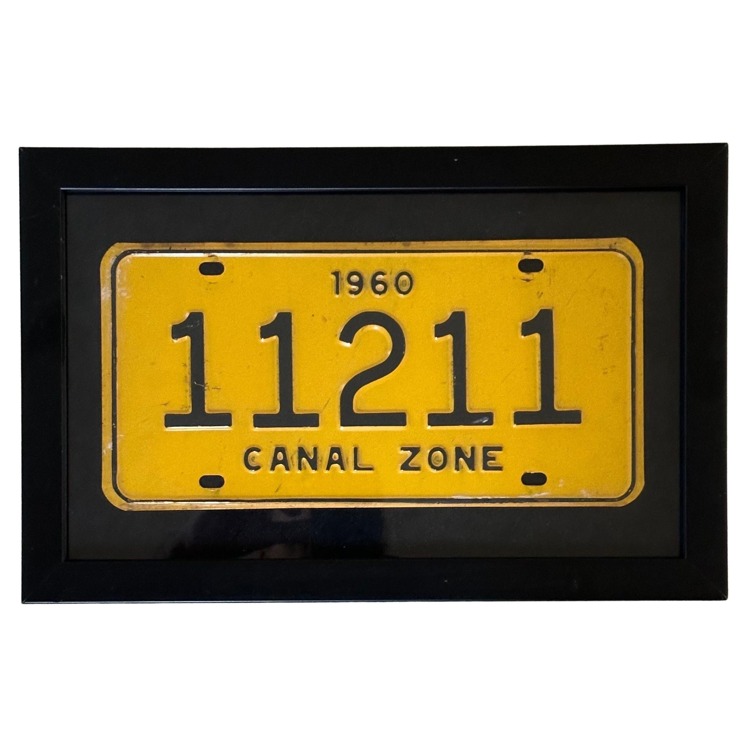 Vintage "Canal Zone" Panama 1960 Framed License Plate
