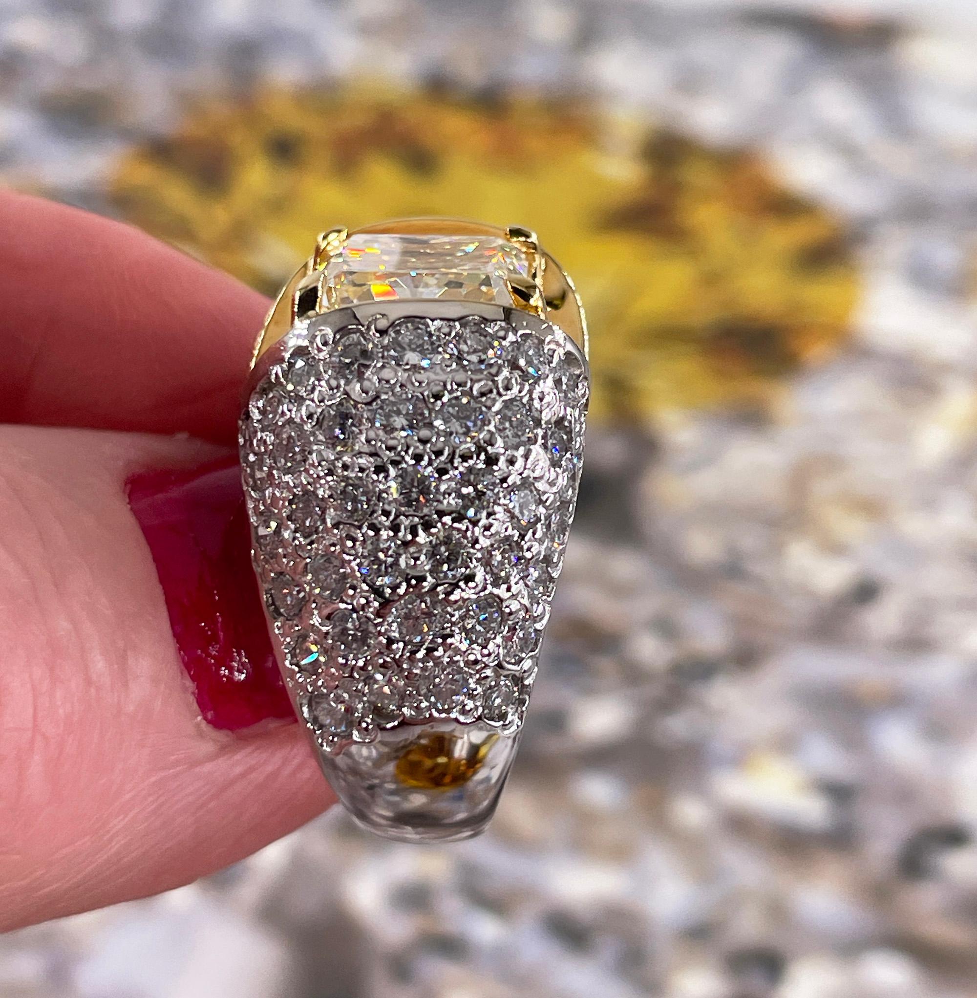 Vintage Canary GIA 7,02 Karatw natürlicher Fancy YELLOW Diamant im Strahlenschliff  18KW Ring im Angebot 14