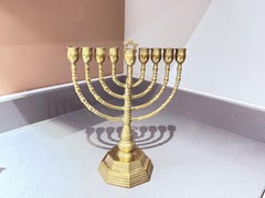 Vintage Kandelaber 9 Branch Menorah Jewish Judaica Goldene Kerzenhalter Messing